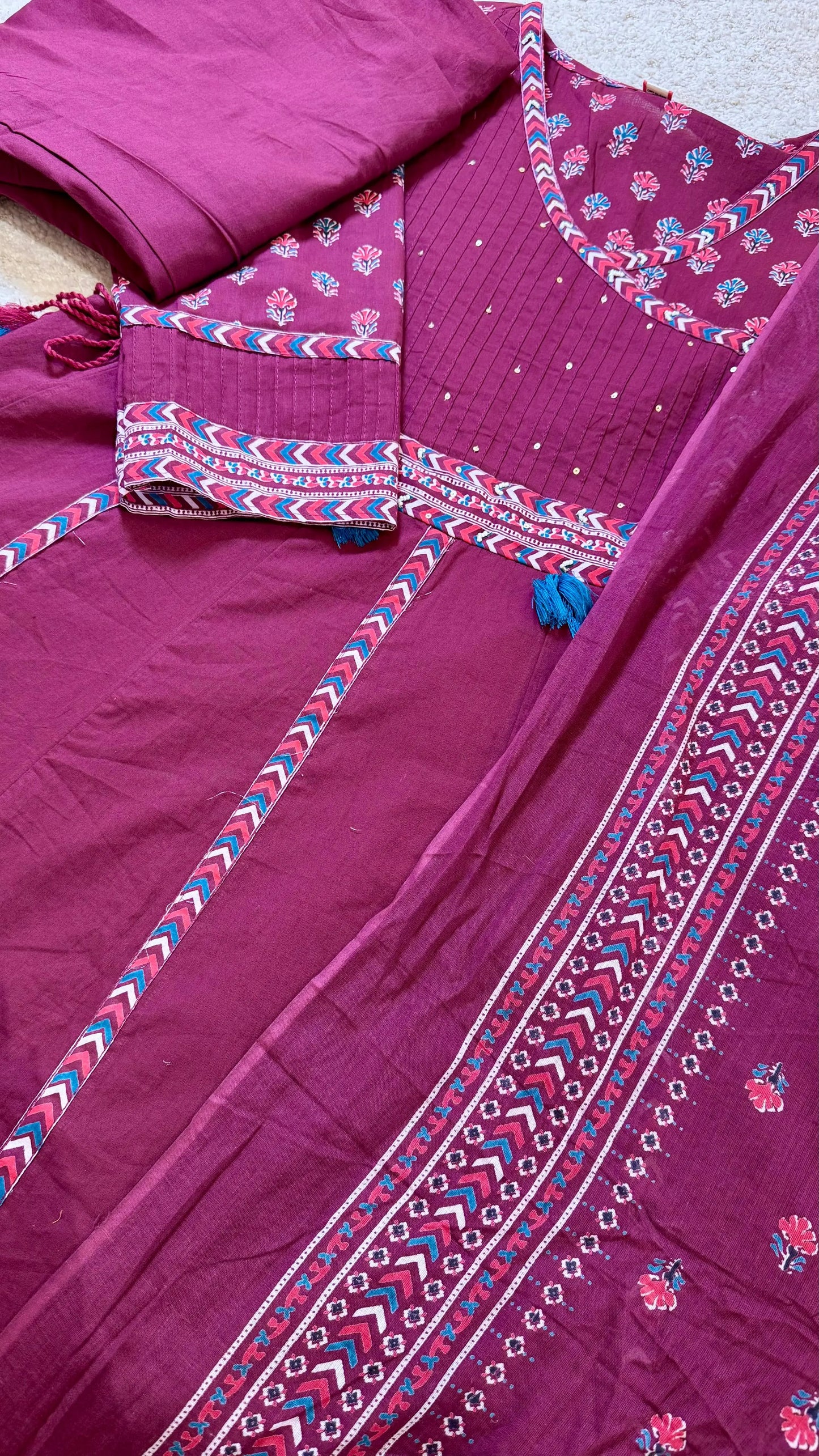 Women Cotton Anarkali Readymade Suit Set Reyshaa