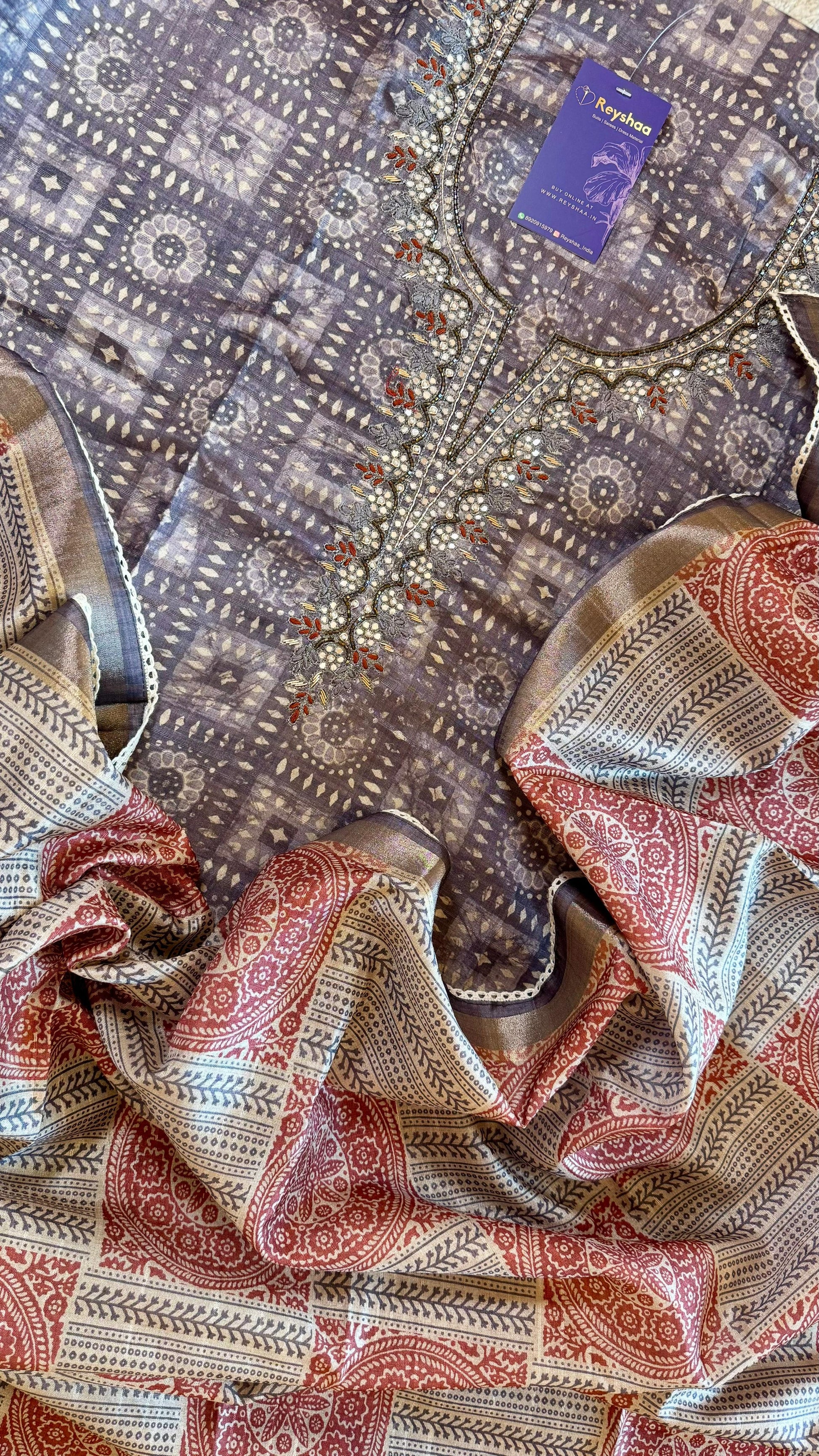 Women Mysore Silk Suit Set With Digital Print Suit Dress Material Reyshaa