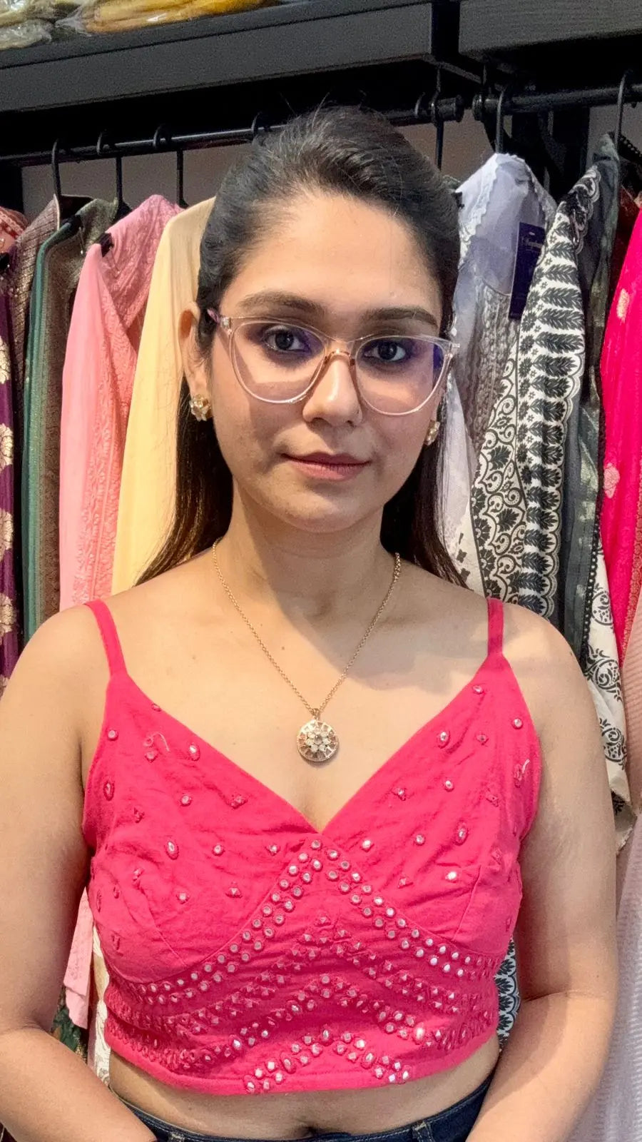 Elegant Navratan Pendant Set with Matching Stud Earrings Reyshaa