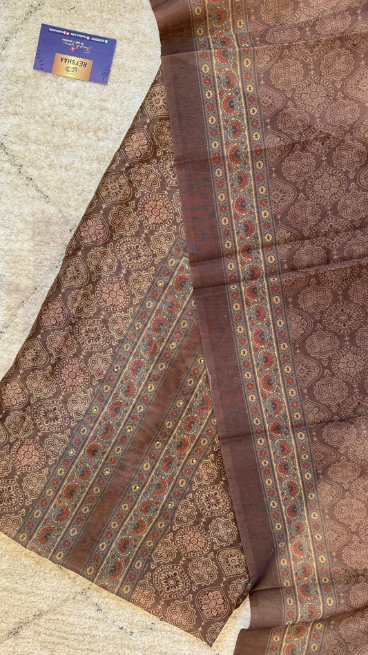 Women Garwal Silk Ajrakh Print Suit Dress Material