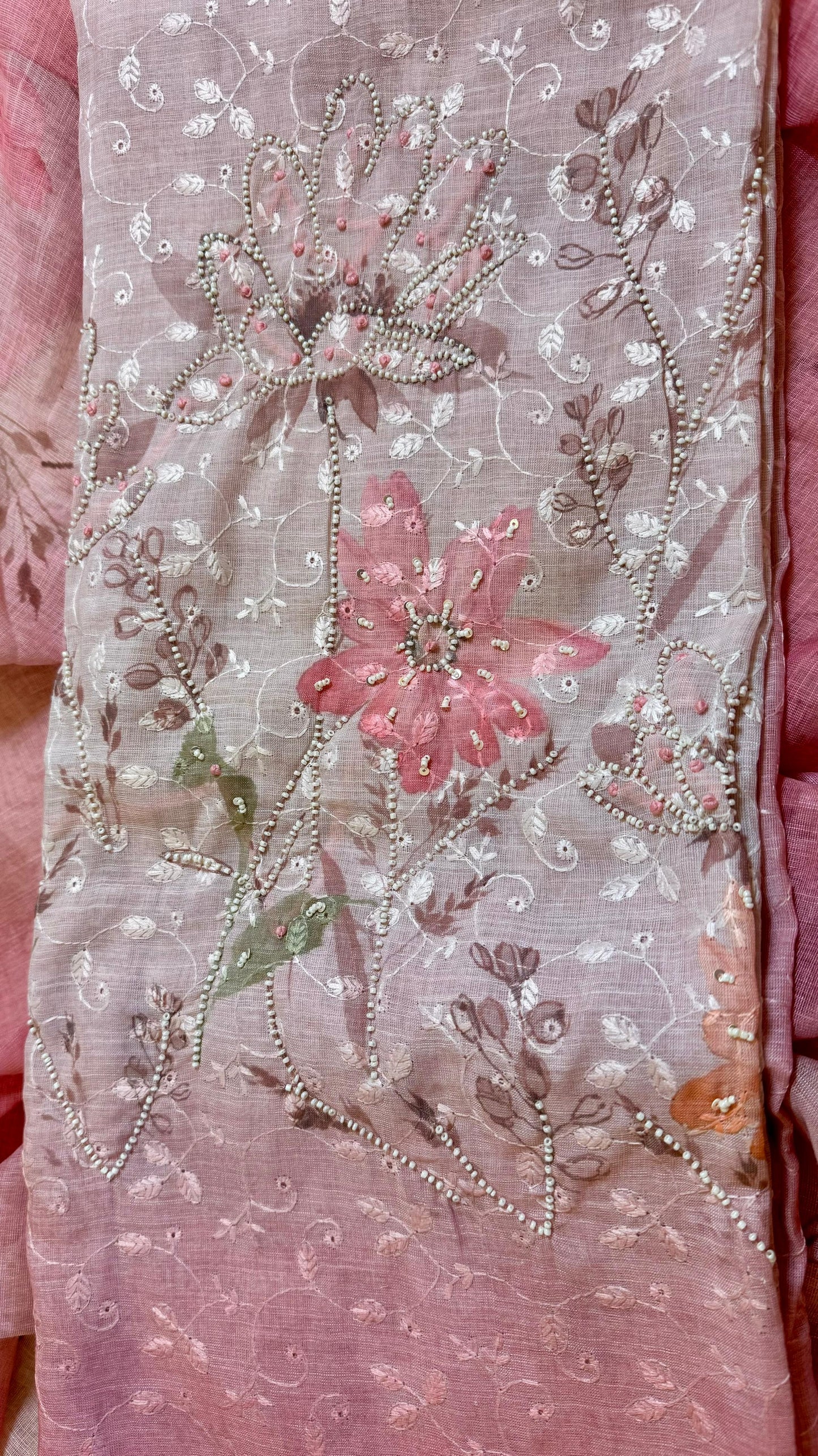 Women Floral Digital Print Linen Suit Dress Material