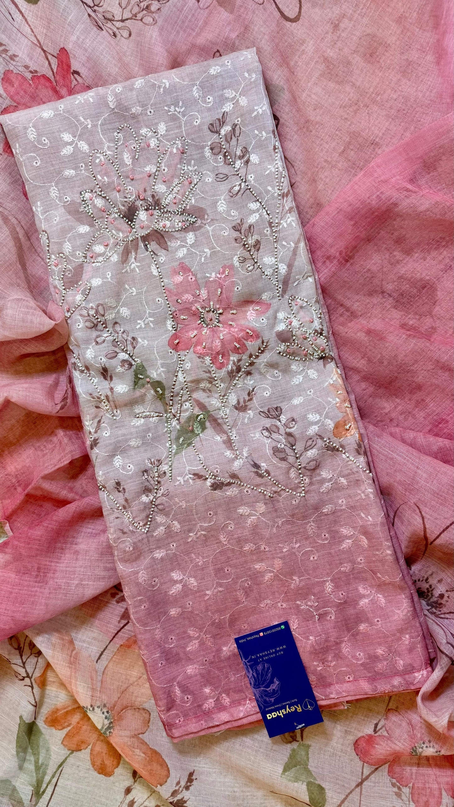 Women Floral Digital Print Linen Suit Dress Material Reyshaa