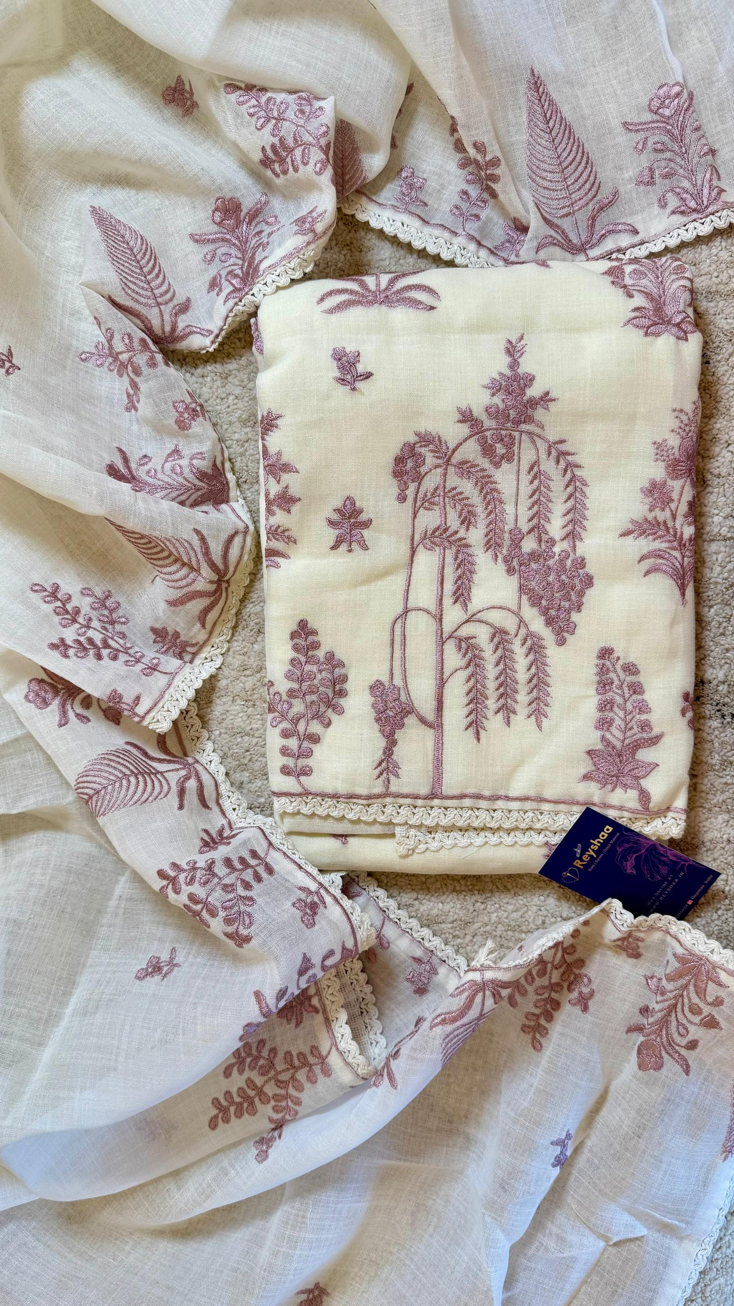 Women Linen Cotton Embroidered Suit Dress Material