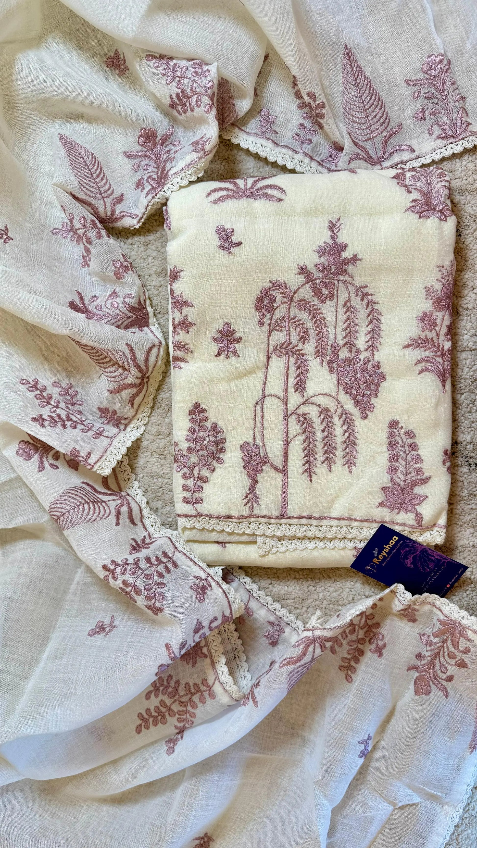 Women Linen Cotton Embroidered Suit Dress Material Reyshaa