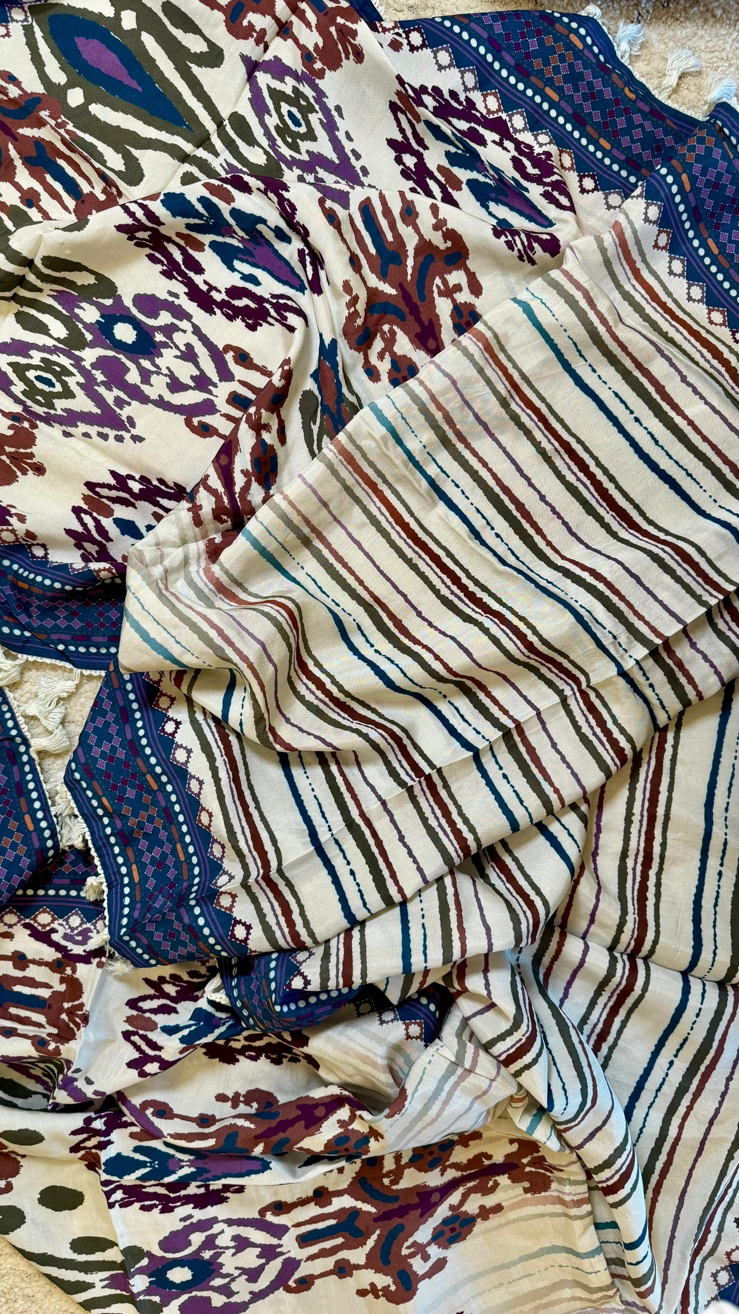 Women Muslin Patola Print Embellishing Suit Dress Material