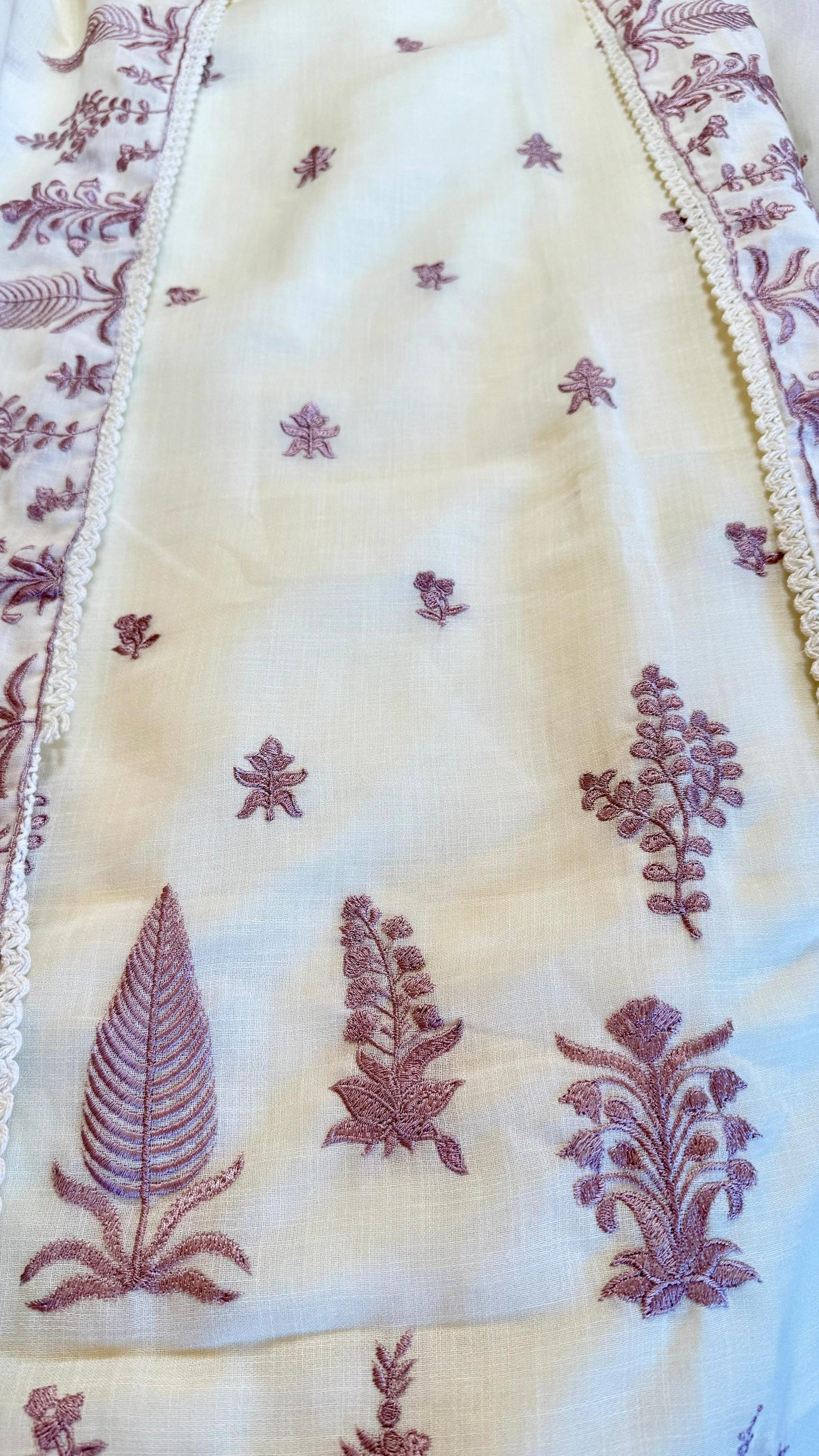 Women Linen Cotton Embroidered Suit Dress Material