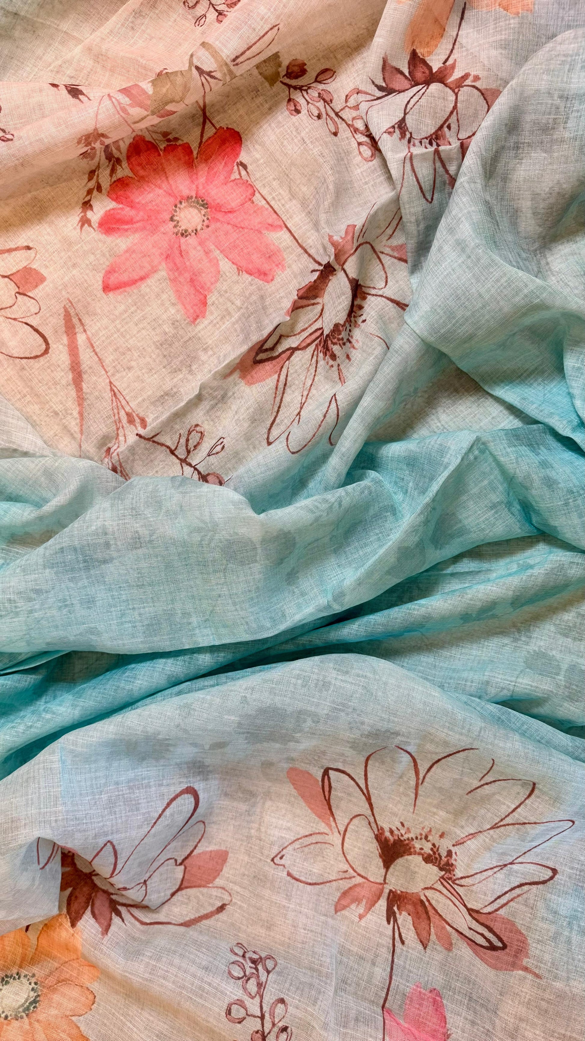 Women Floral Digital Print Linen Suit Dress Material Reyshaa