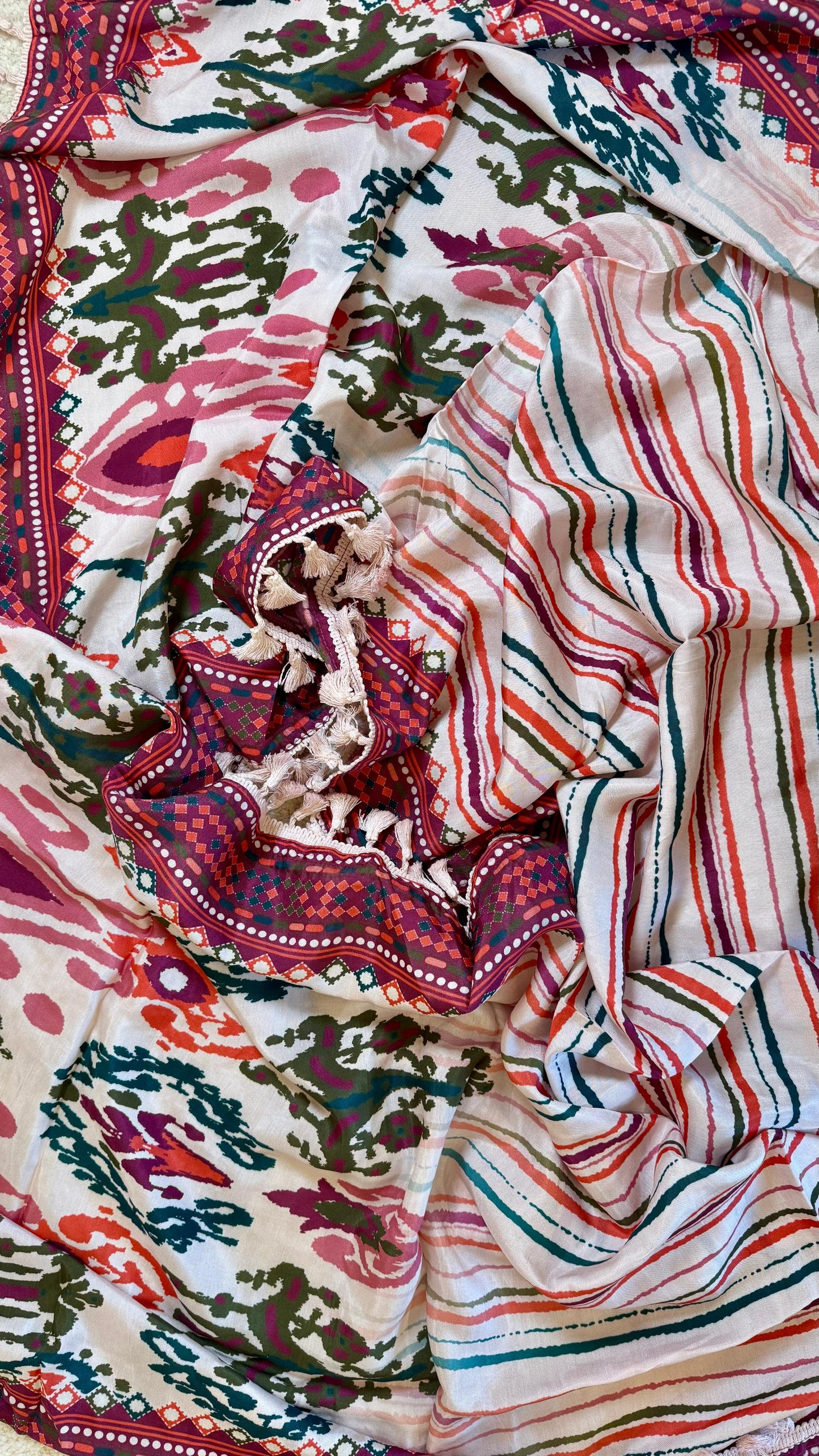 Women Muslin Patola Print Embellishing Suit Dress Material
