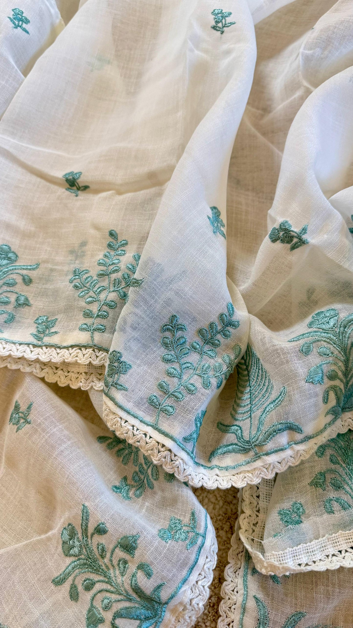 Women Linen Cotton Embroidered Suit Dress Material