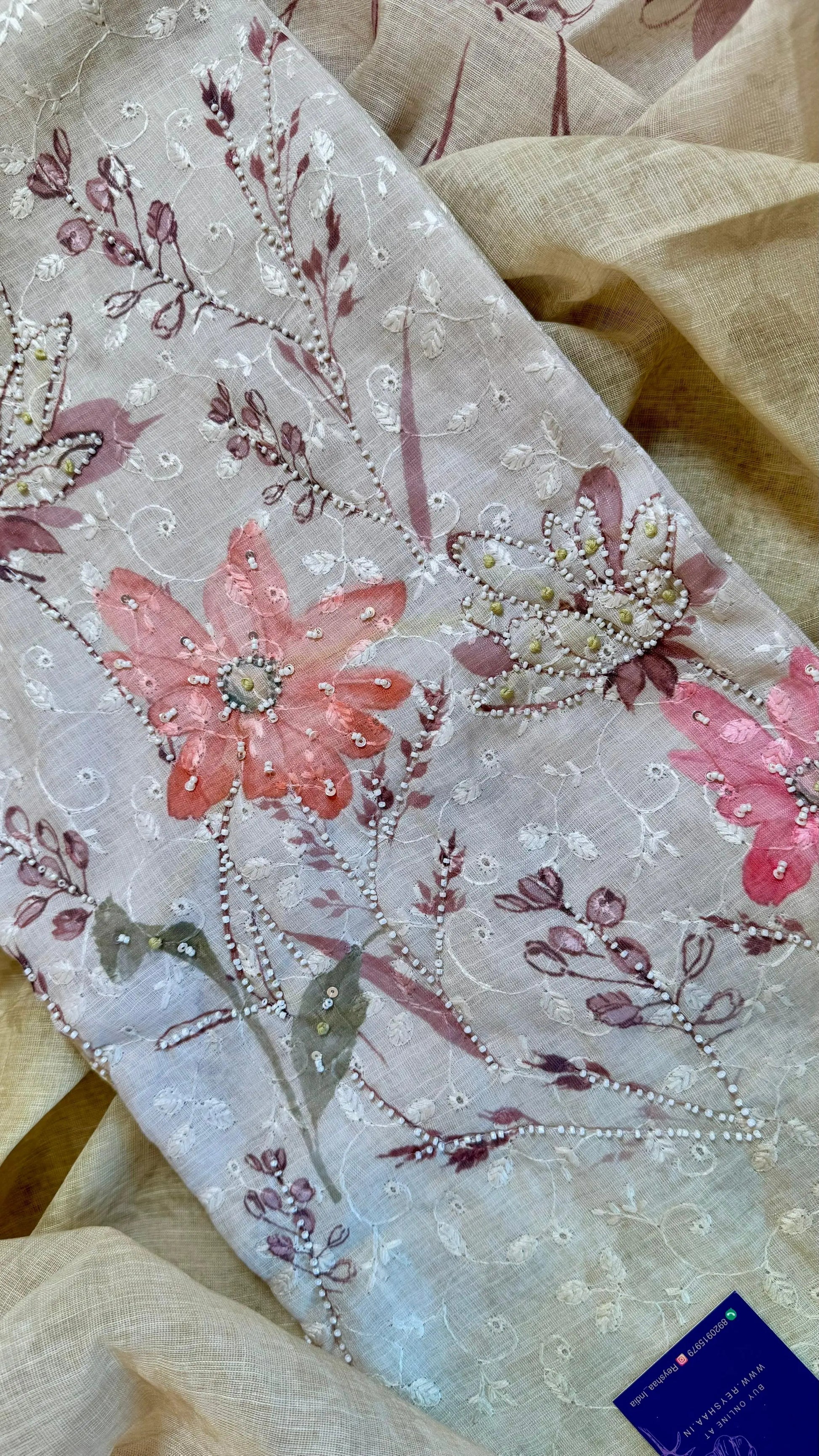 Women Floral Digital Print Linen Suit Dress Material Reyshaa