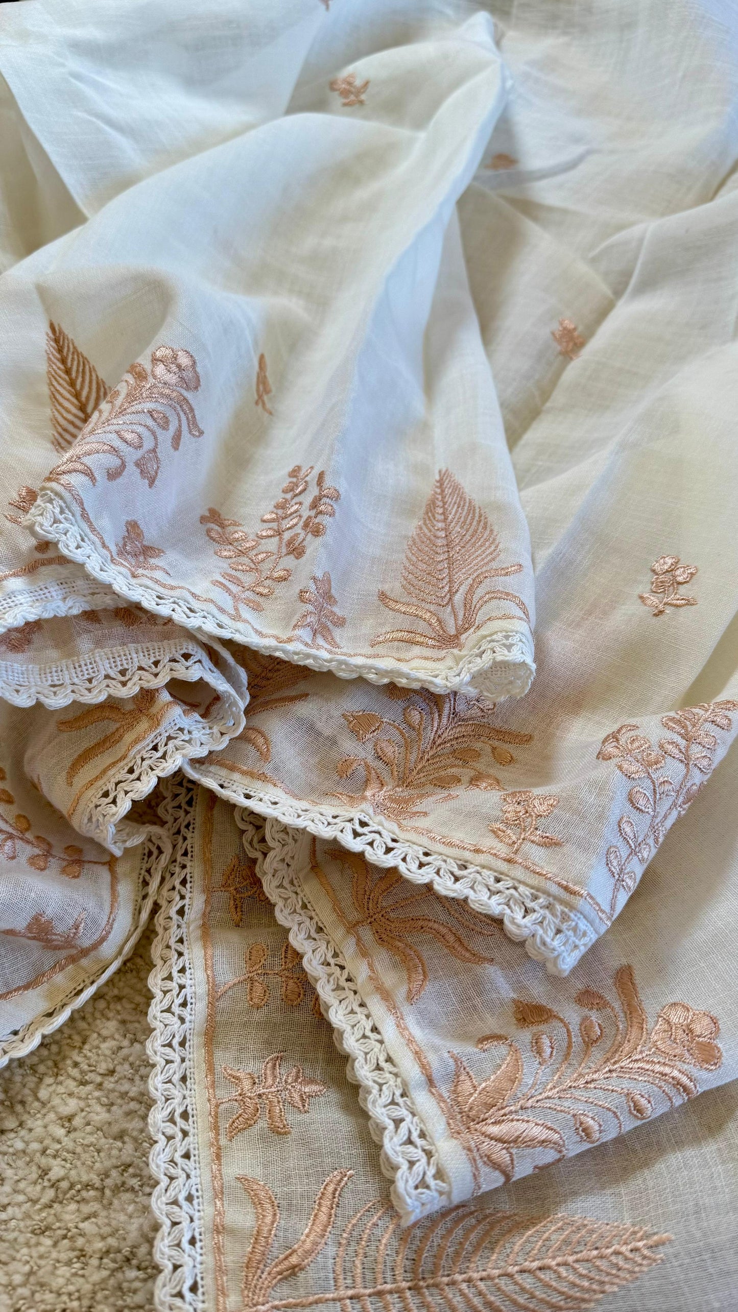 Women Linen Cotton Embroidered Suit Dress Material