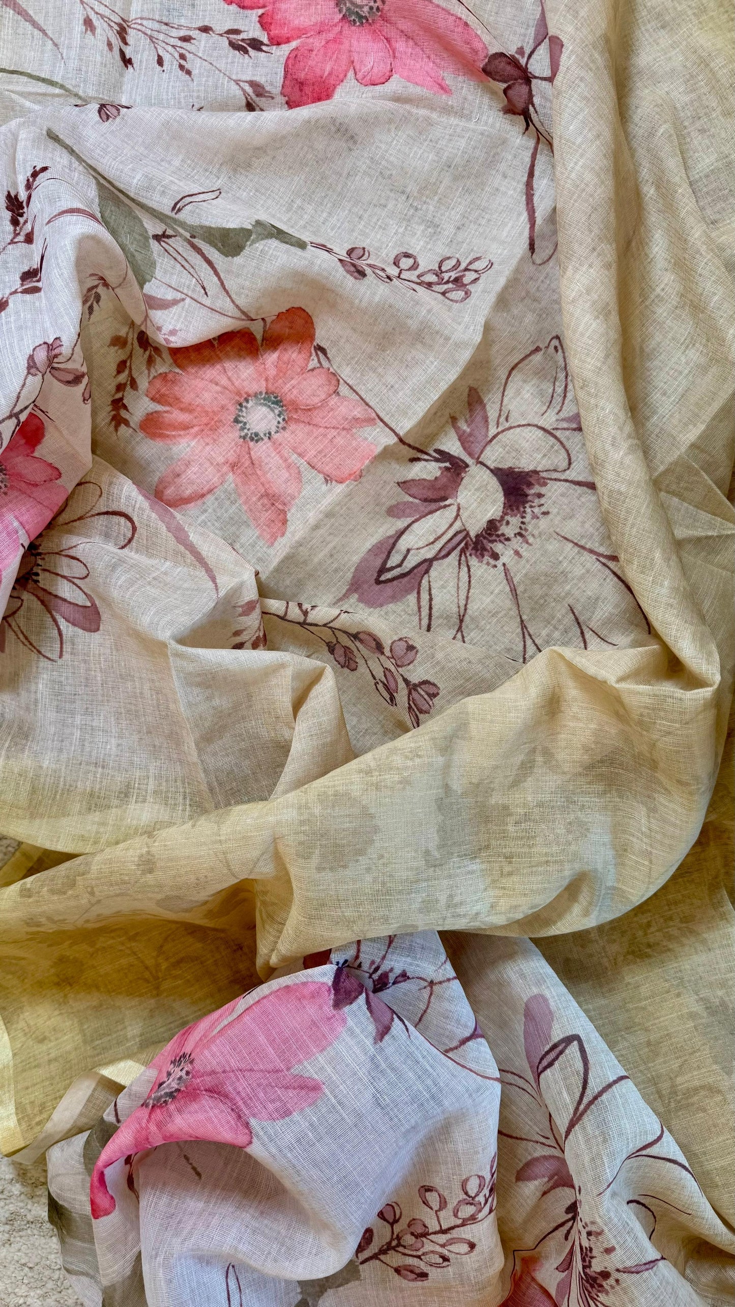 Women Floral Digital Print Linen Suit Dress Material Reyshaa