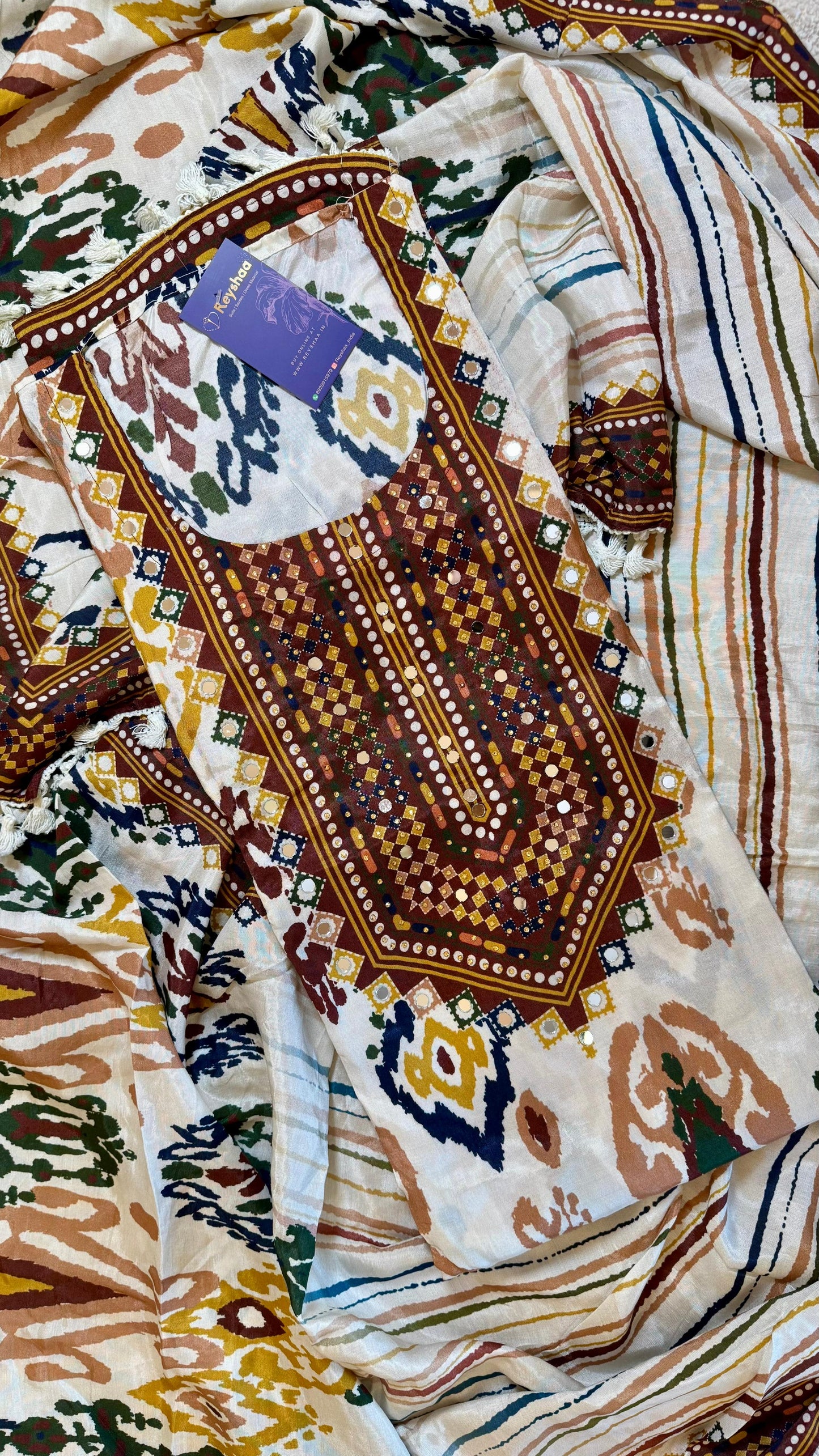 Women Muslin Patola Print Embellishing Suit Dress Material