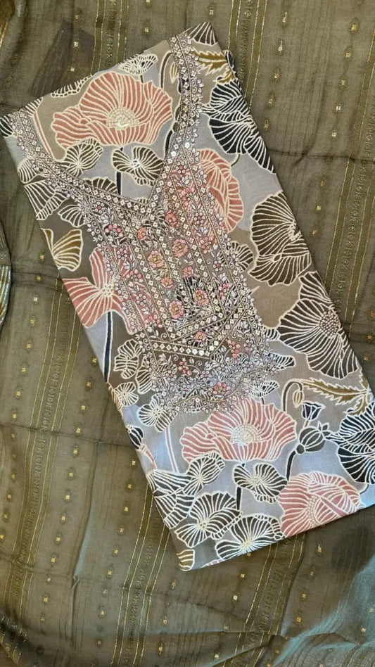 Women Cotton Abstract Printed Suit Dress Material