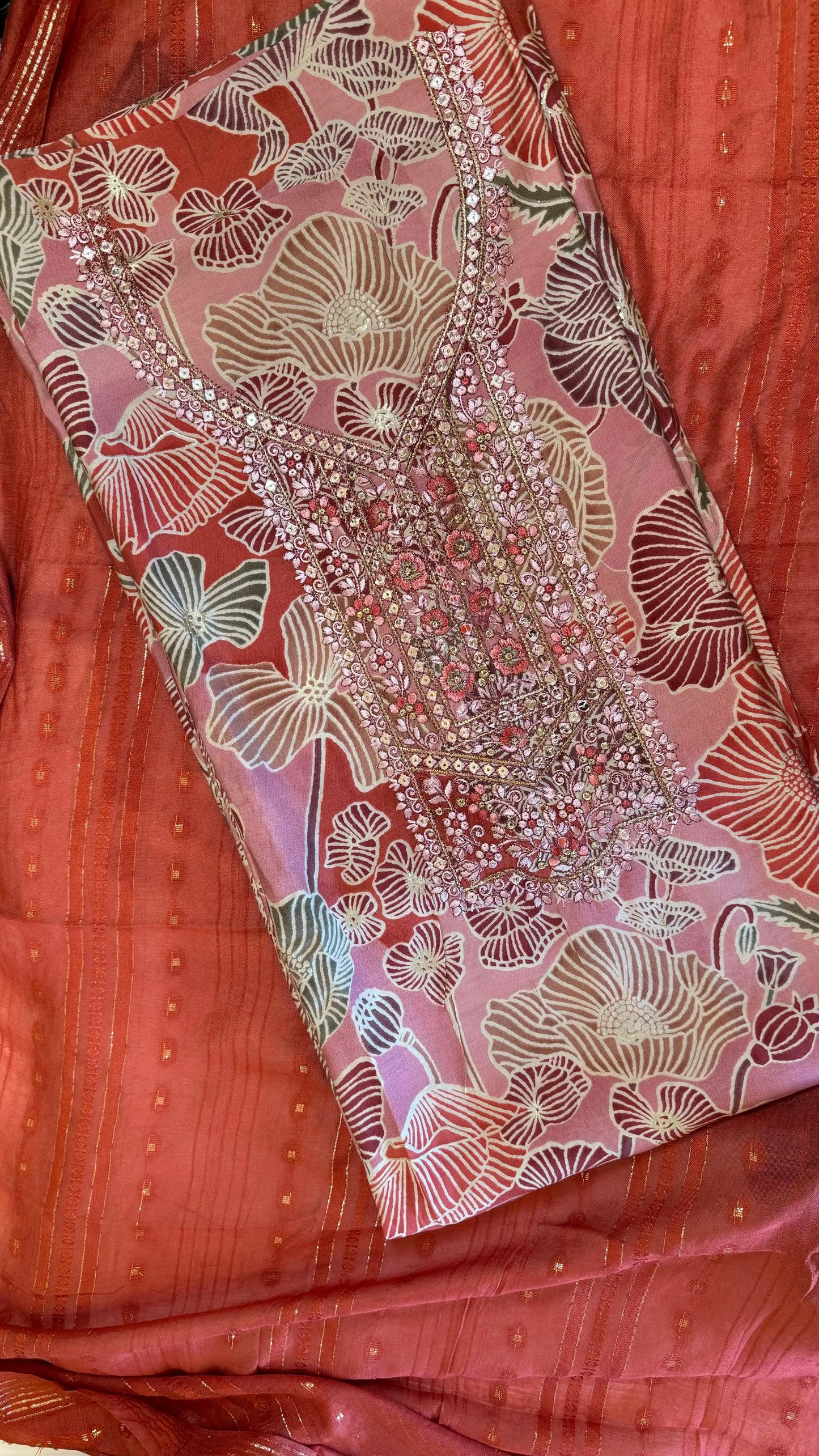 Women Cotton Abstract Printed Suit Dress Material