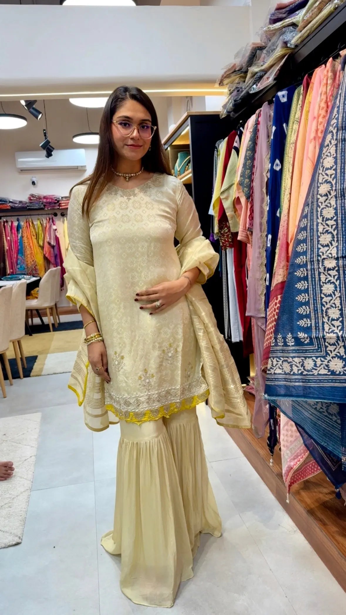 Elegant Brocade Silk Gharara Set with Intricate Aari Work Reyshaa