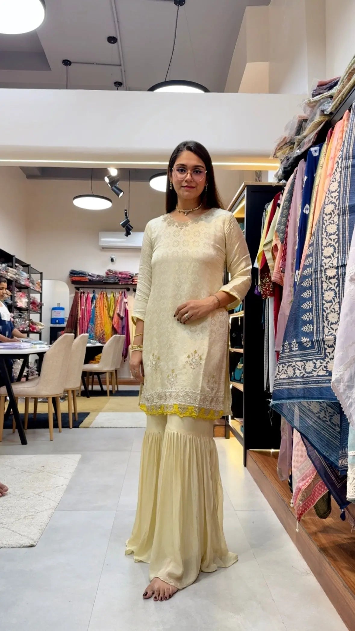 Elegant Brocade Silk Gharara Set with Intricate Aari Work Reyshaa