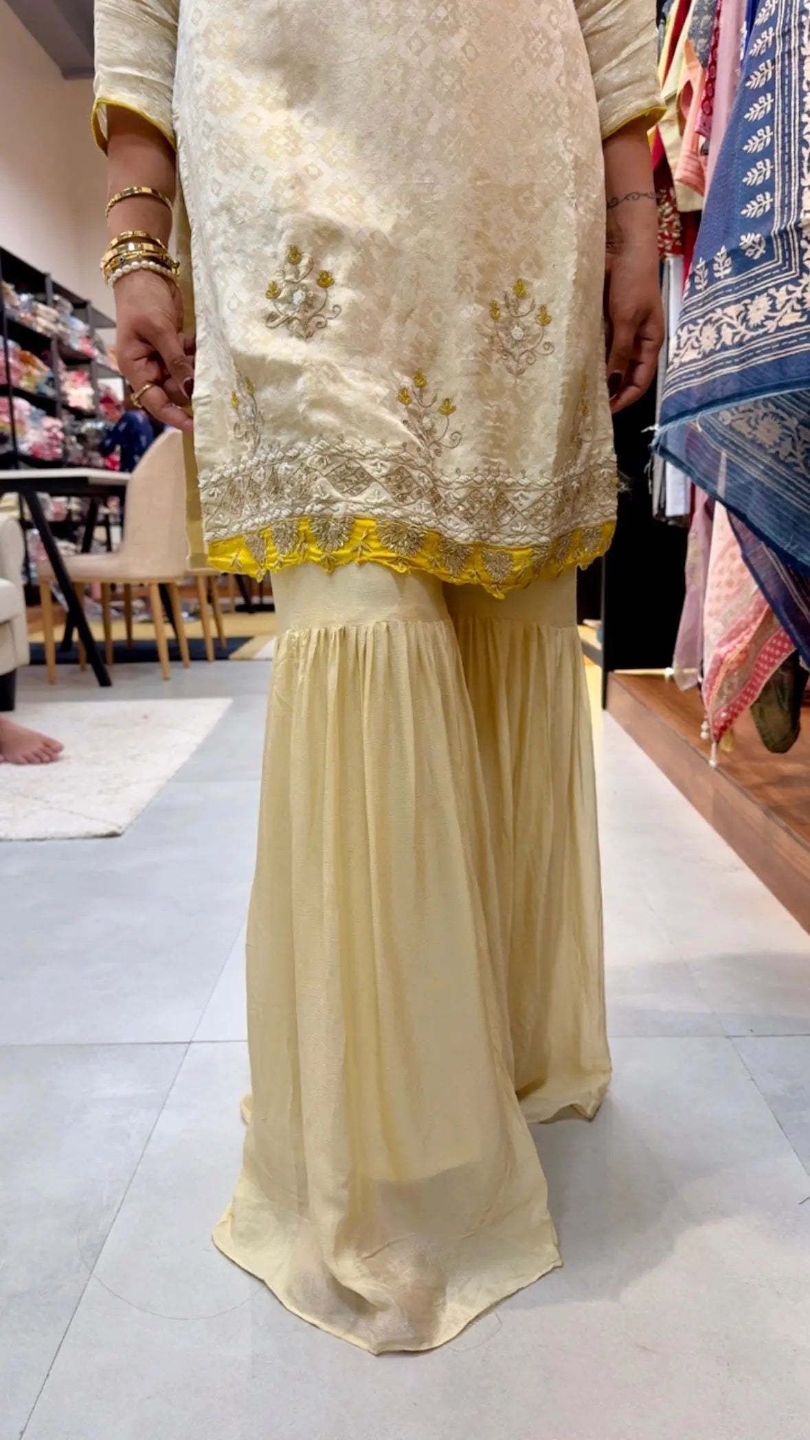 Elegant Brocade Silk Gharara Set with Intricate Aari Work Reyshaa