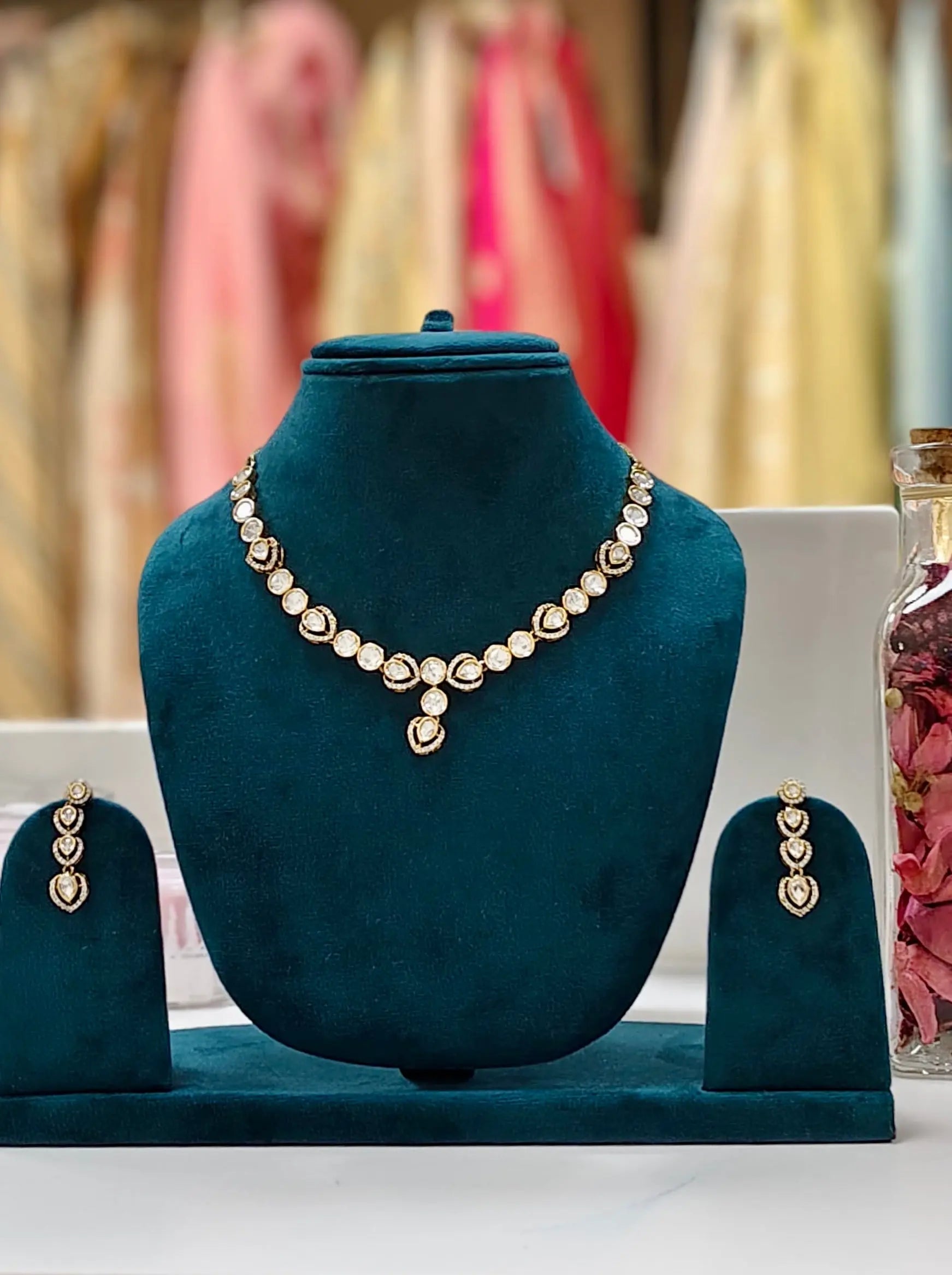 Elegant Kundan String Necklace with AD Stones Reyshaa
