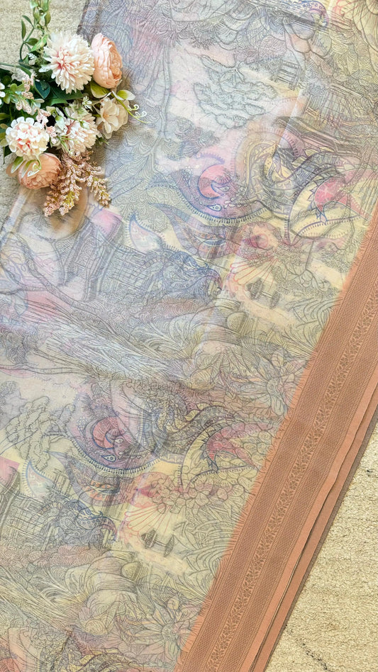 Women Organza Pencil Art Saree