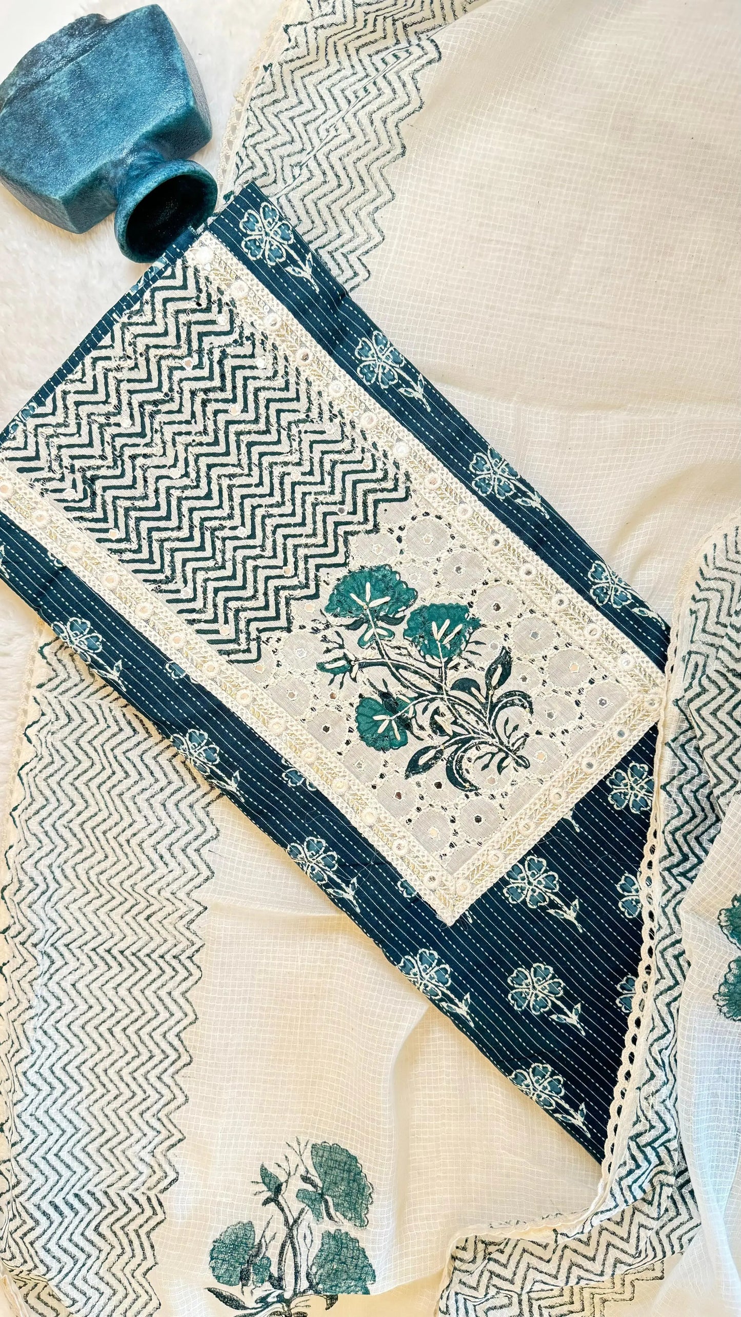 Women Cambric Cotton Hand Block Suit Dress Material