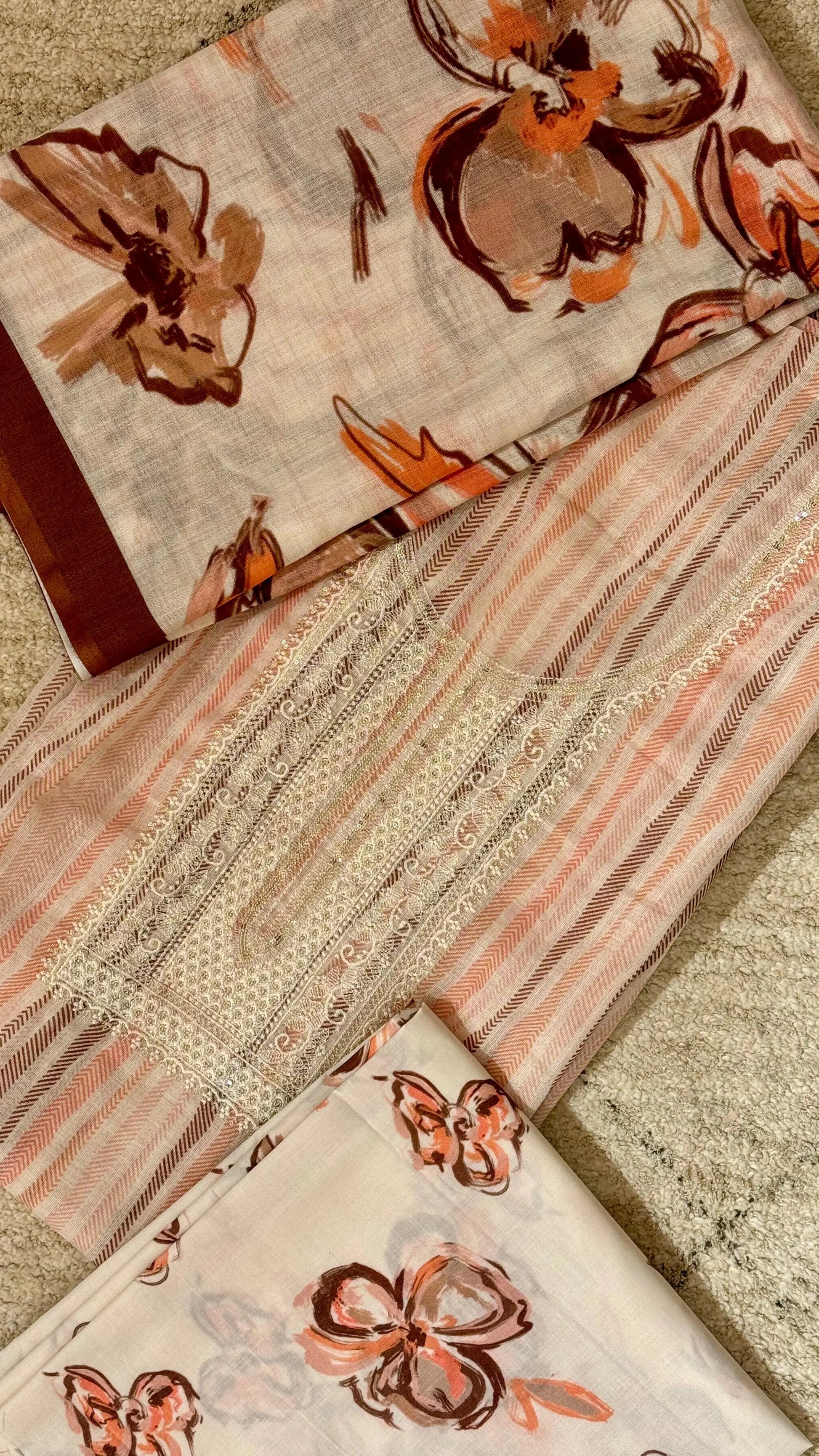 Women Linen Cotton Suit Set DressMaterial