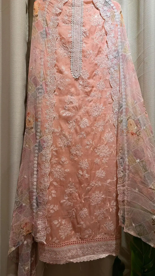 Pure Glass Tissue Silk Suit Dress Material