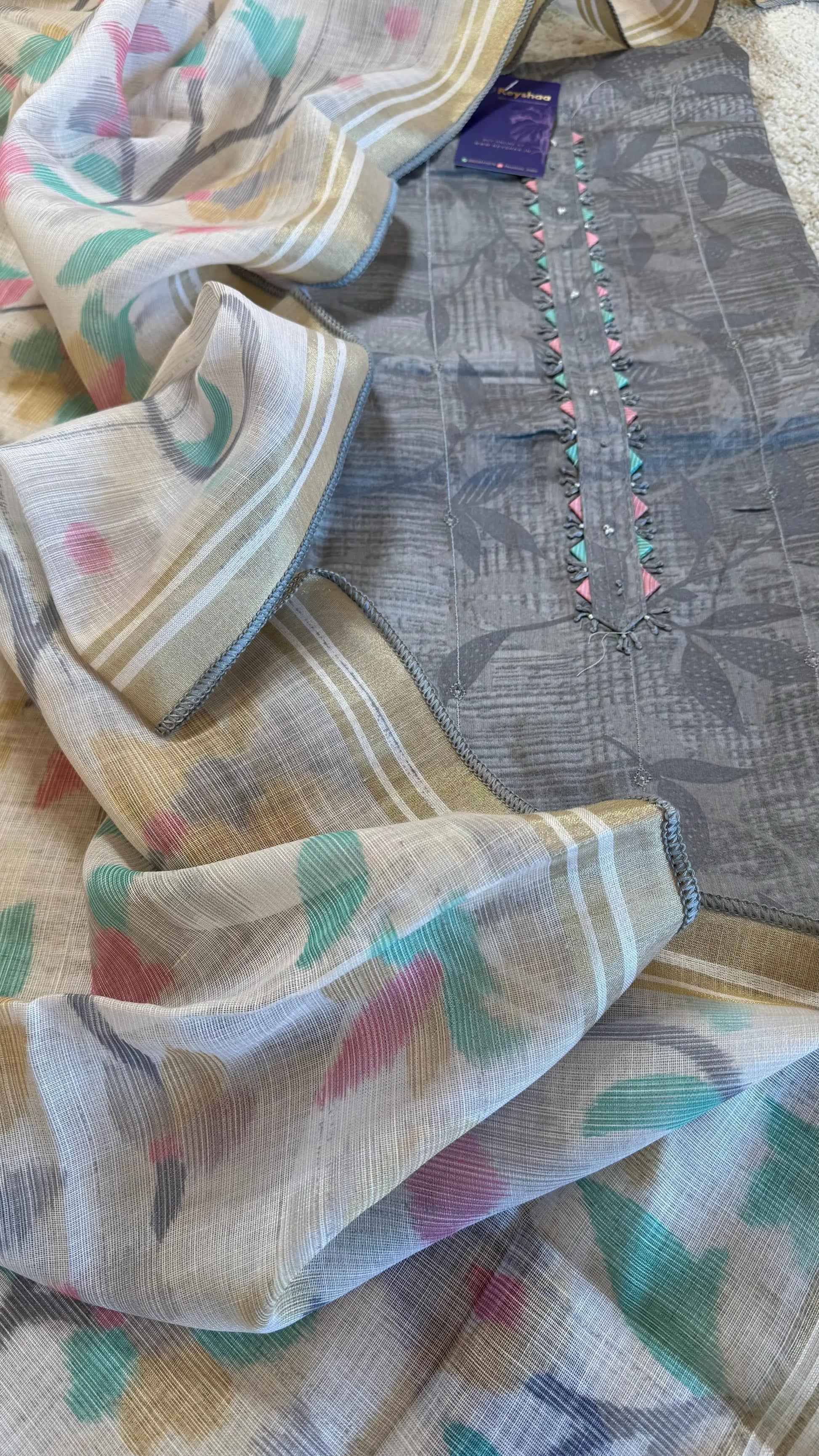 Women Jam Cotton Embroidered Suit Dress Material Reyshaa