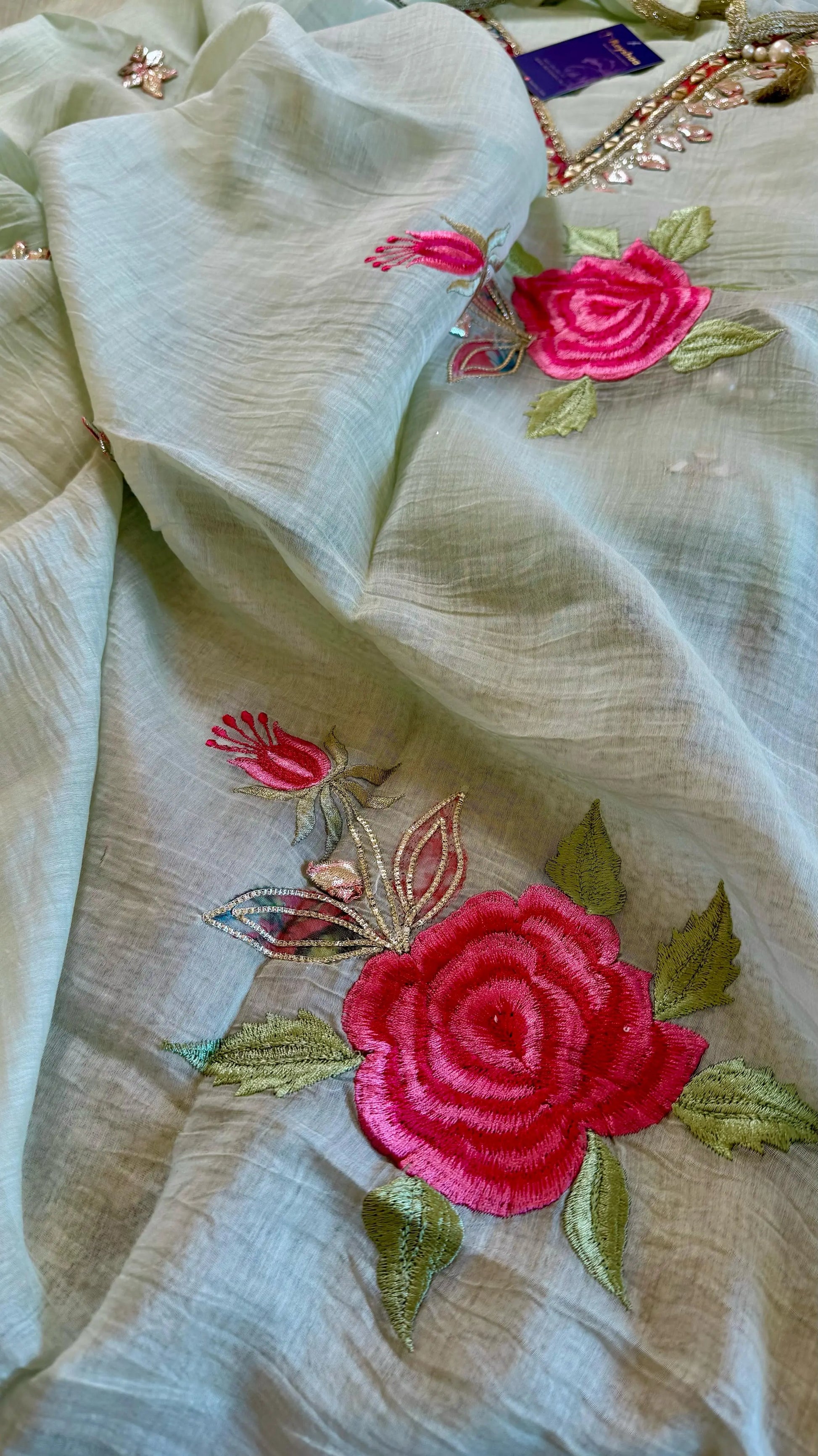 Women Mul Chanderi Gota Patti Soft Pastel Suit Dress Material Reyshaa