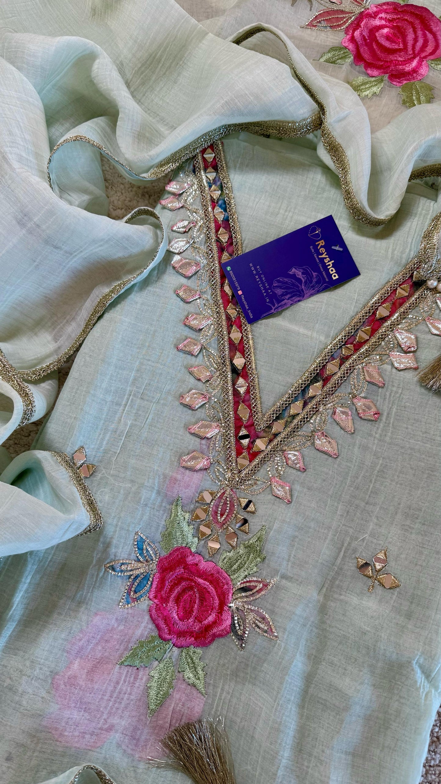 Women Mul Chanderi Gota Patti Soft Pastel Suit Dress Material