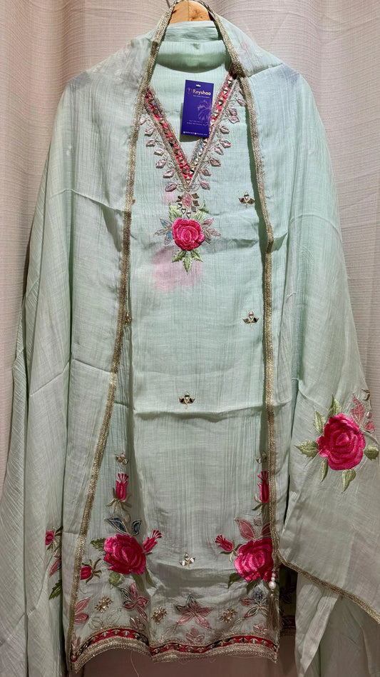 Women Mul Chanderi Gota Patti Soft Pastel Suit Dress Material Reyshaa