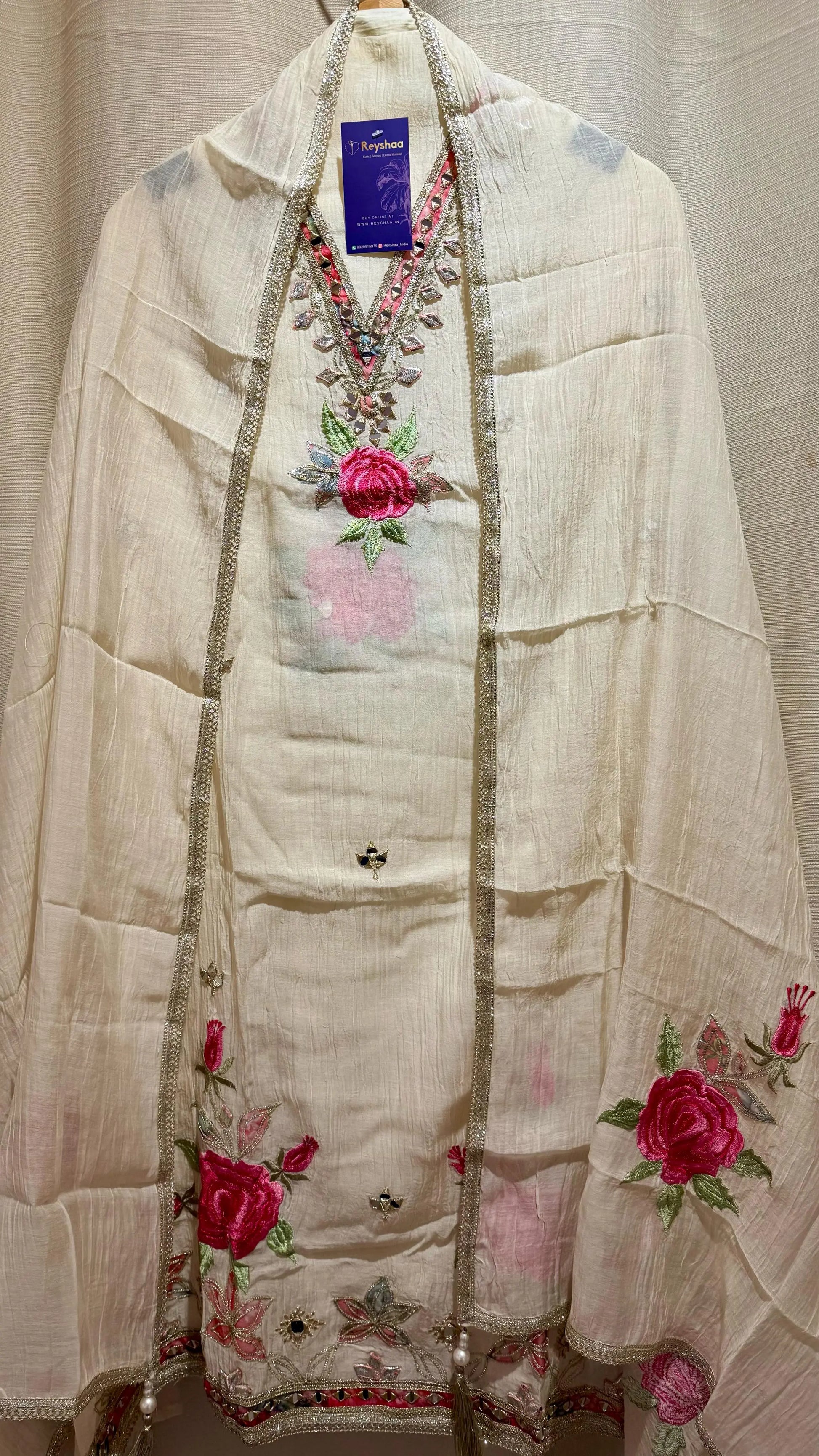 Women Mul Chanderi Gota Patti Soft Pastel Suit Dress Material Reyshaa