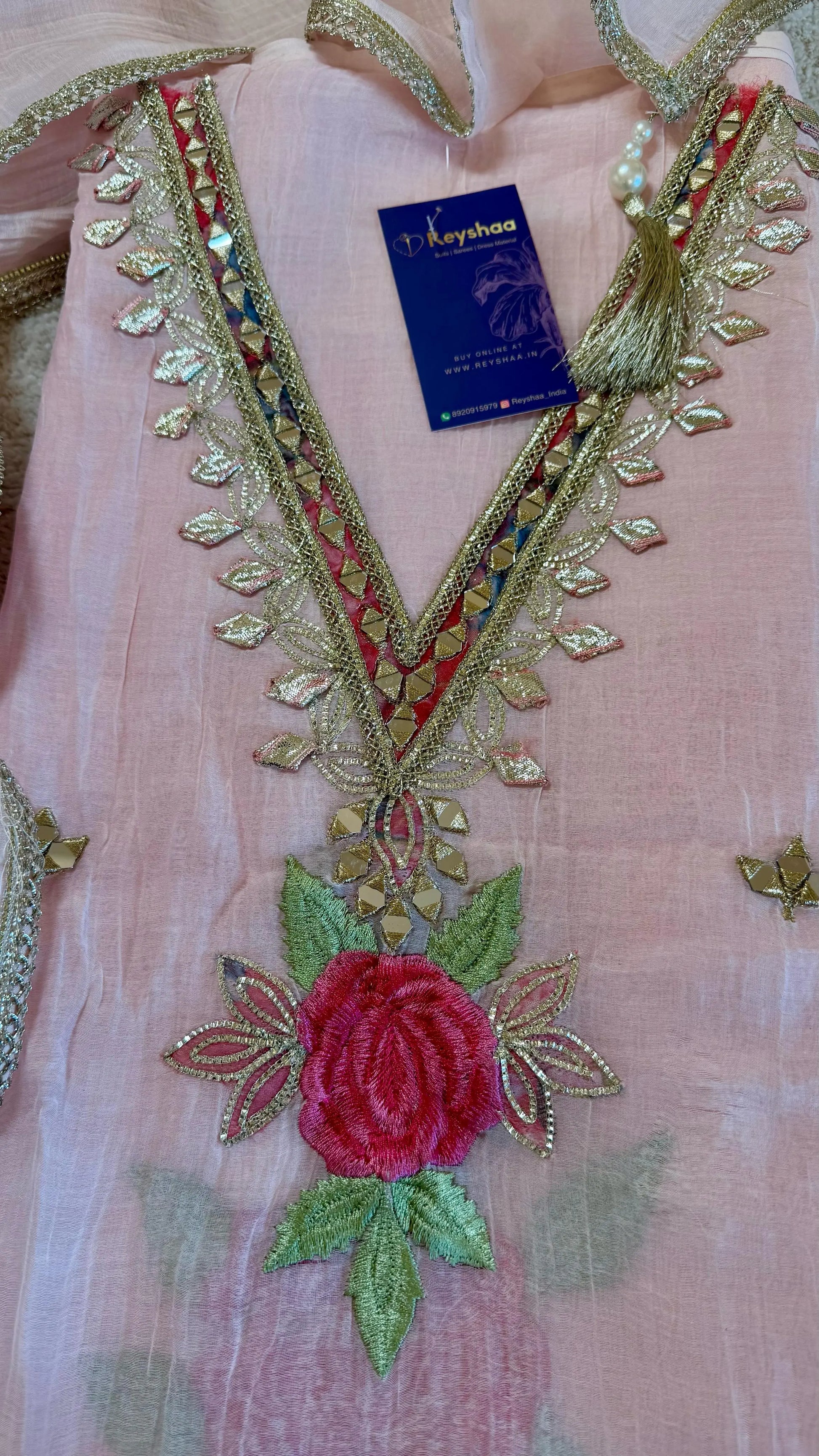 Women Mul Chanderi Gota Patti Soft Pastel Suit Dress Material Reyshaa