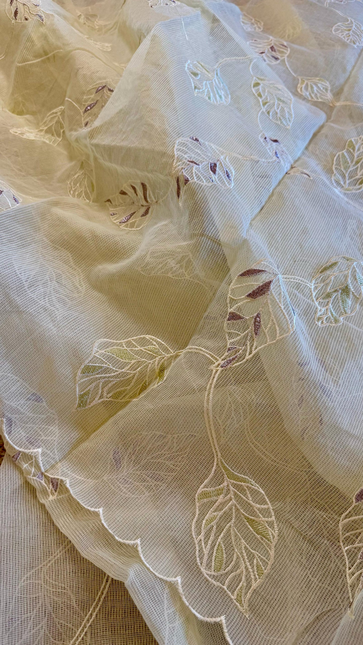 Women Kota Doria Botanical Embroidery Suit Dress Material