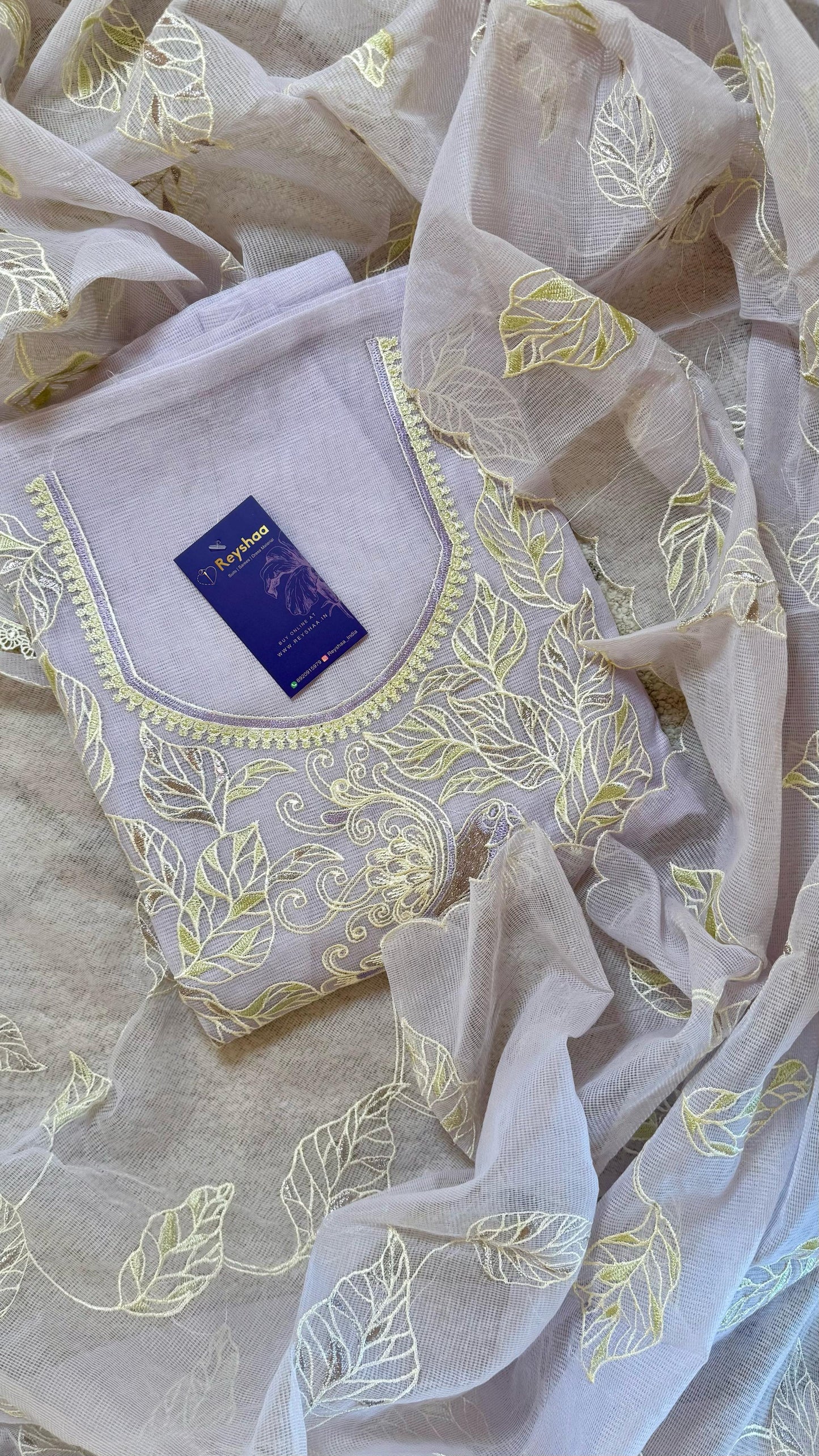Women Kota Doria Botanical Embroidery Suit Dress Material