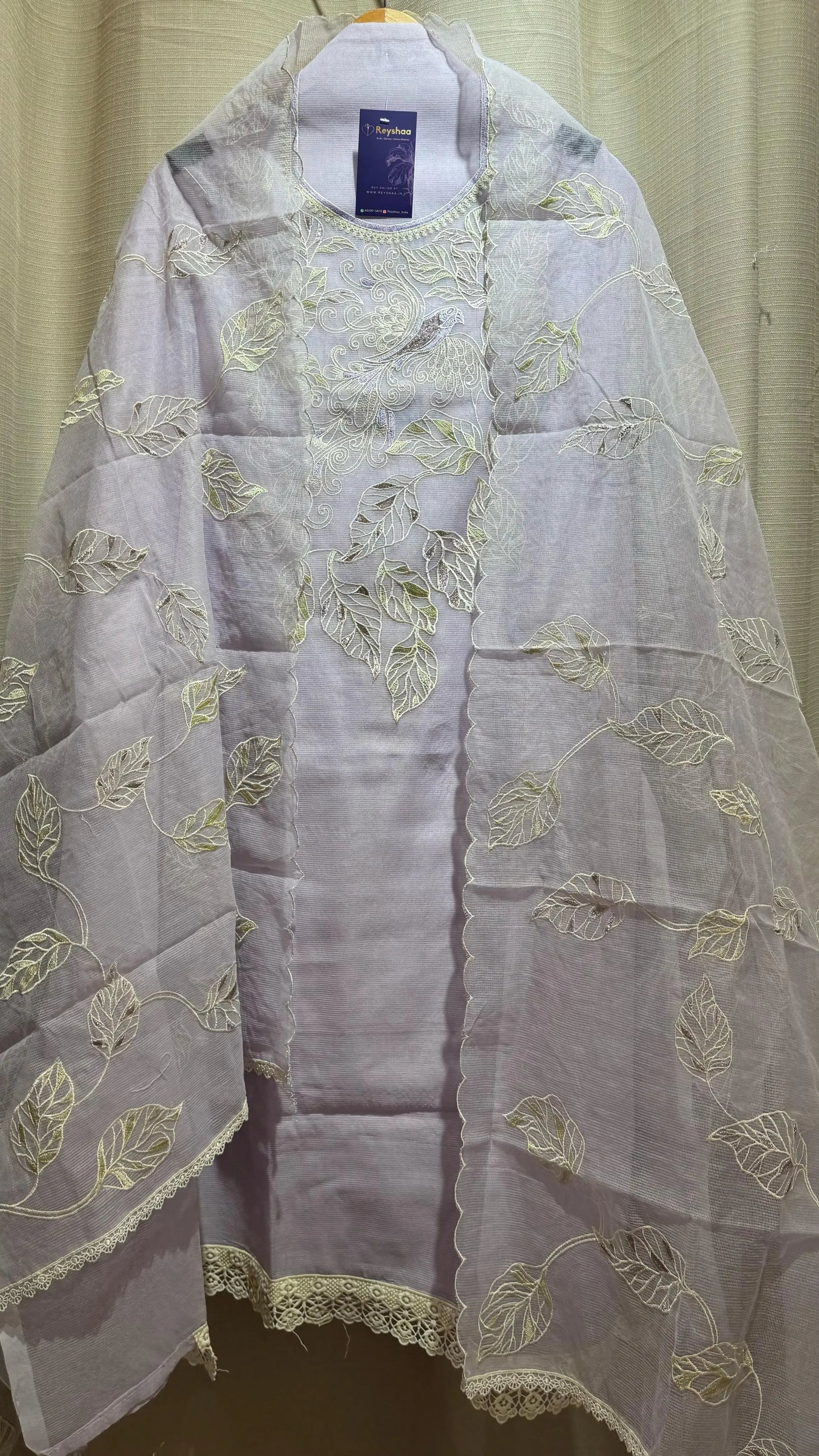 Women Kota Doria Botanical Embroidery Suit Dress Material Reyshaa