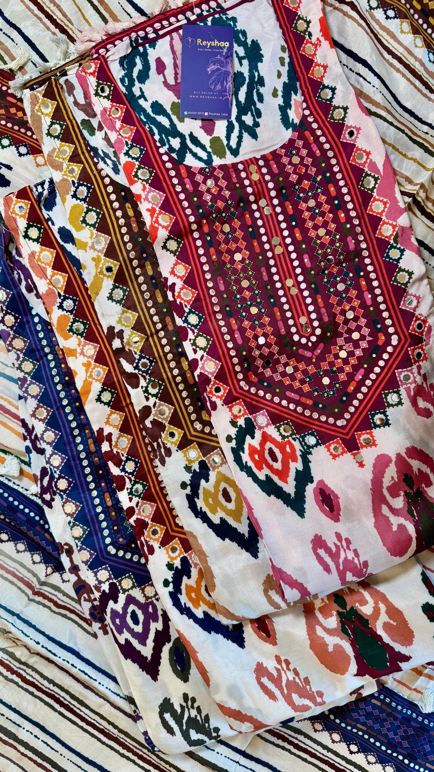 Women Muslin Patola Print Embellishing Suit Dress Material