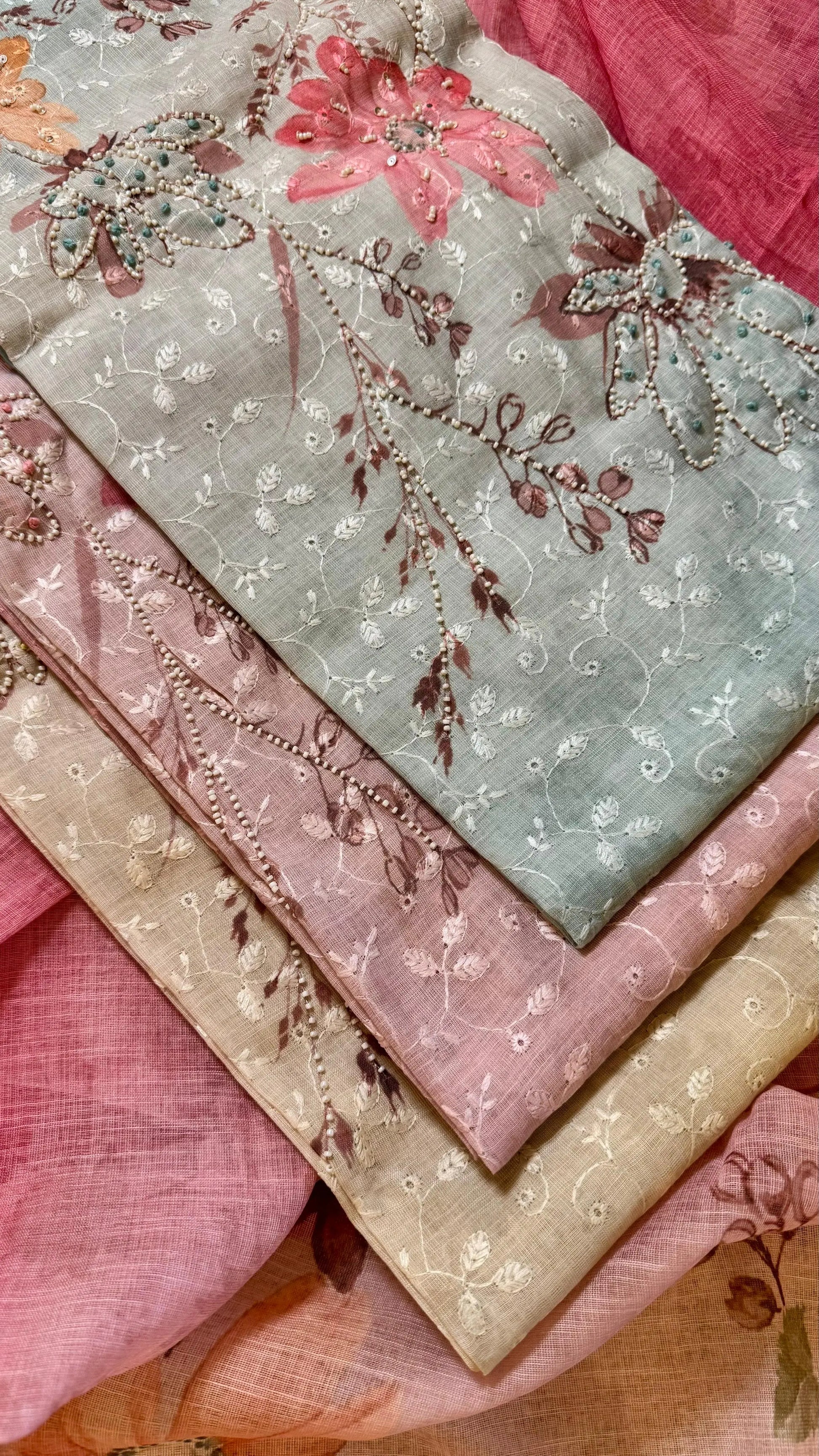 Women Floral Digital Print Linen Suit Dress Material Reyshaa