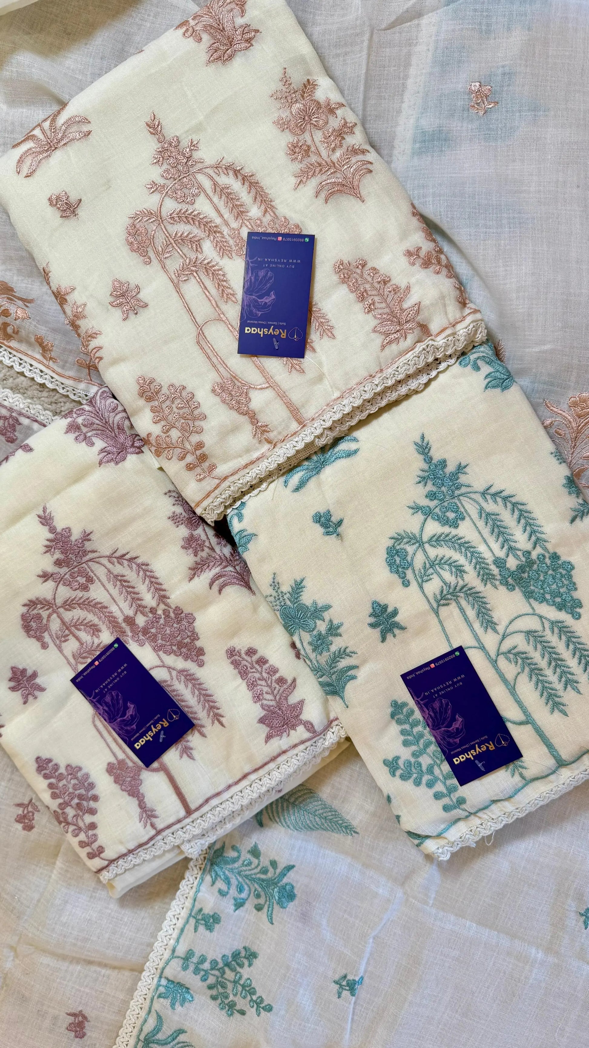 Women Linen Cotton Embroidered Suit Dress Material Reyshaa