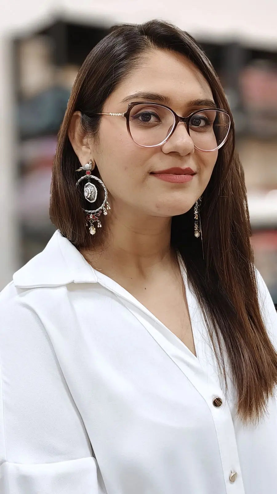 Oxidised Chandi Look Bird Earrings With Ruby Emerald Stones Reyshaa