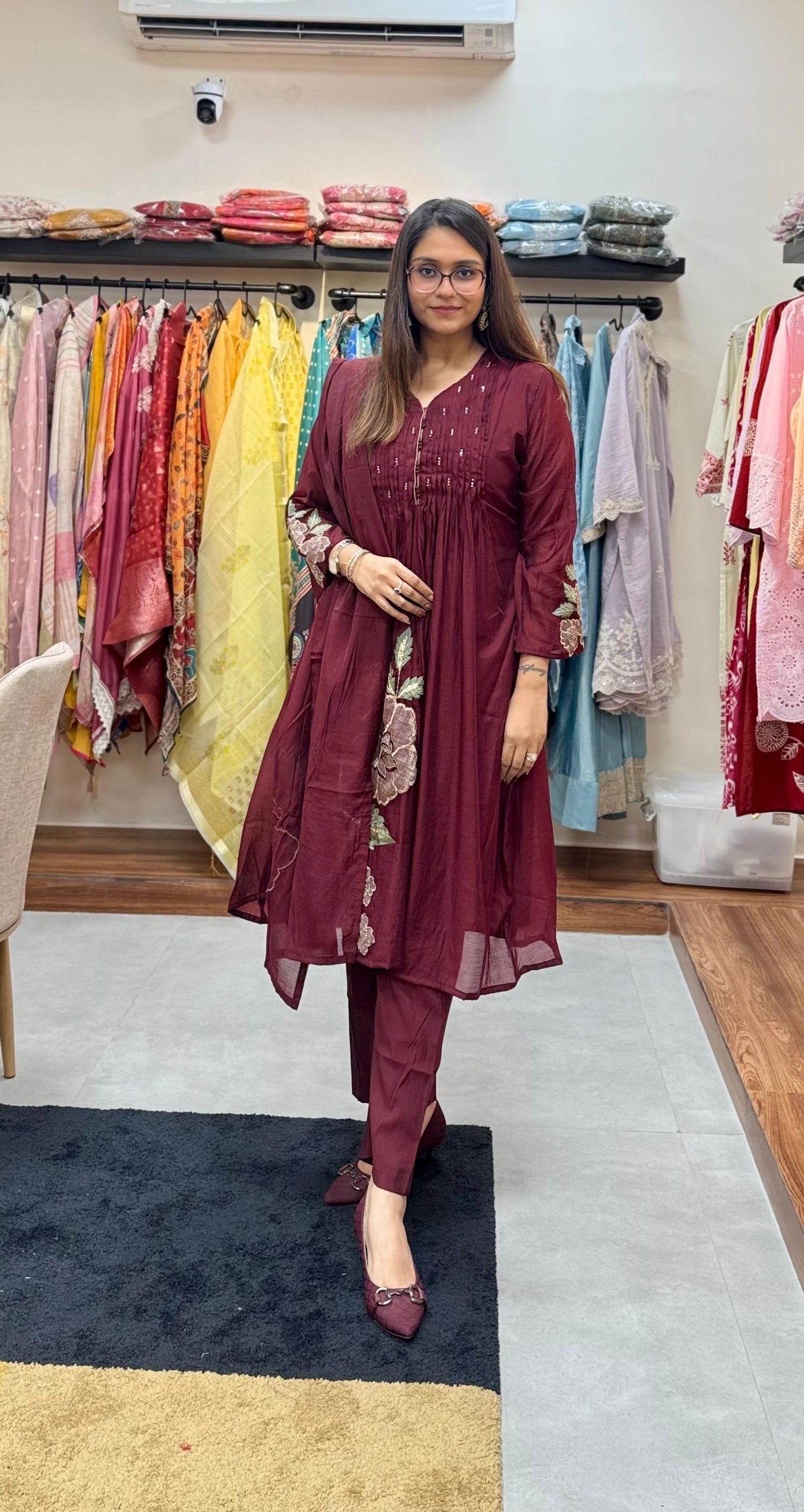 Mal Chanderi Frock-Style Readymade Suit Set