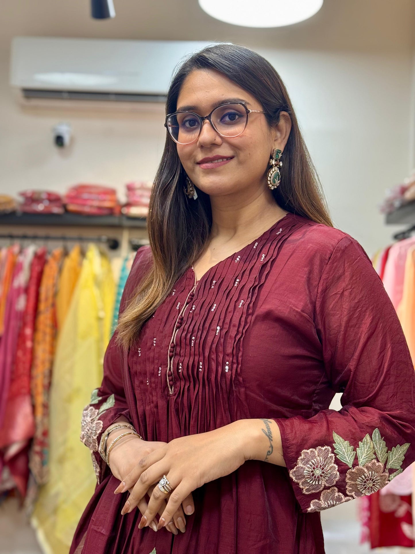 Mal Chanderi Frock-Style Readymade Suit Set