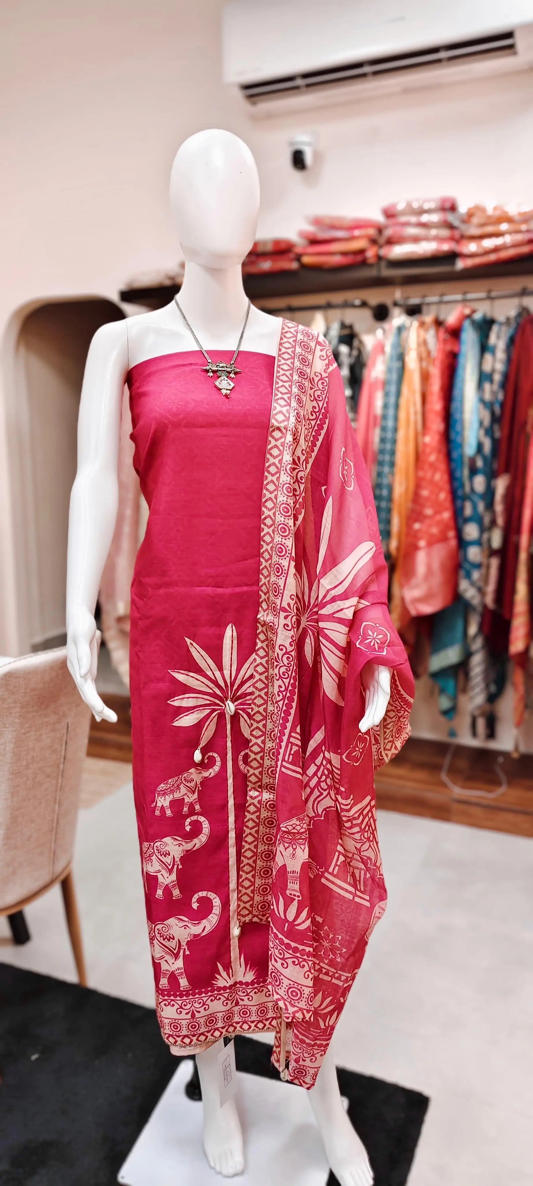 Pure Cotton Traditional Dress Material With Shells Tassels on Kurta Reyshaa