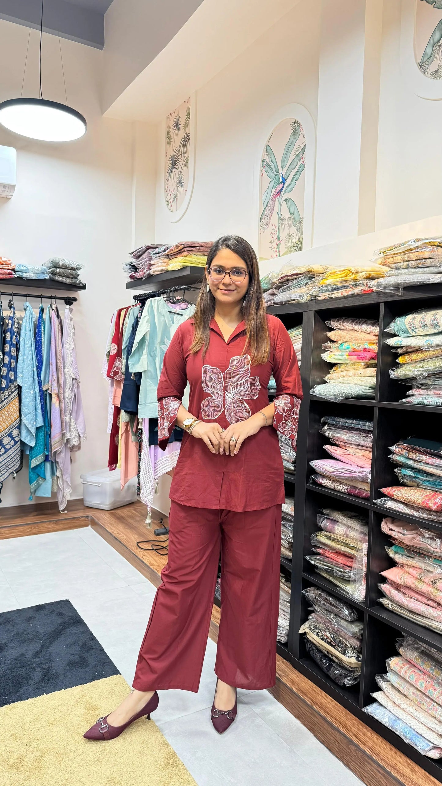 Pure Cotton Embroidered Bell Sleeve Co-ord Set Reyshaa