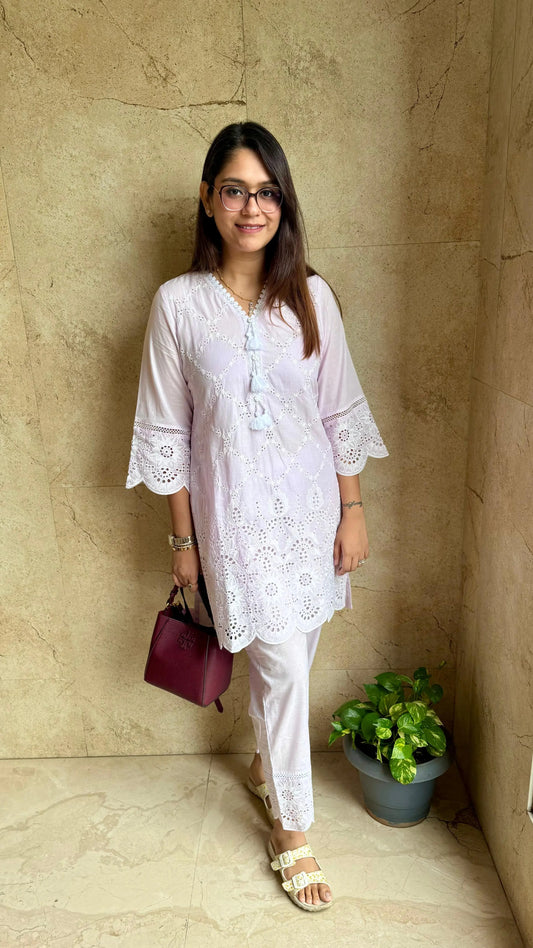 Pure Cotton Hakoba Embroidered Co-ord Set | Elegant Summer Wear Reyshaa
