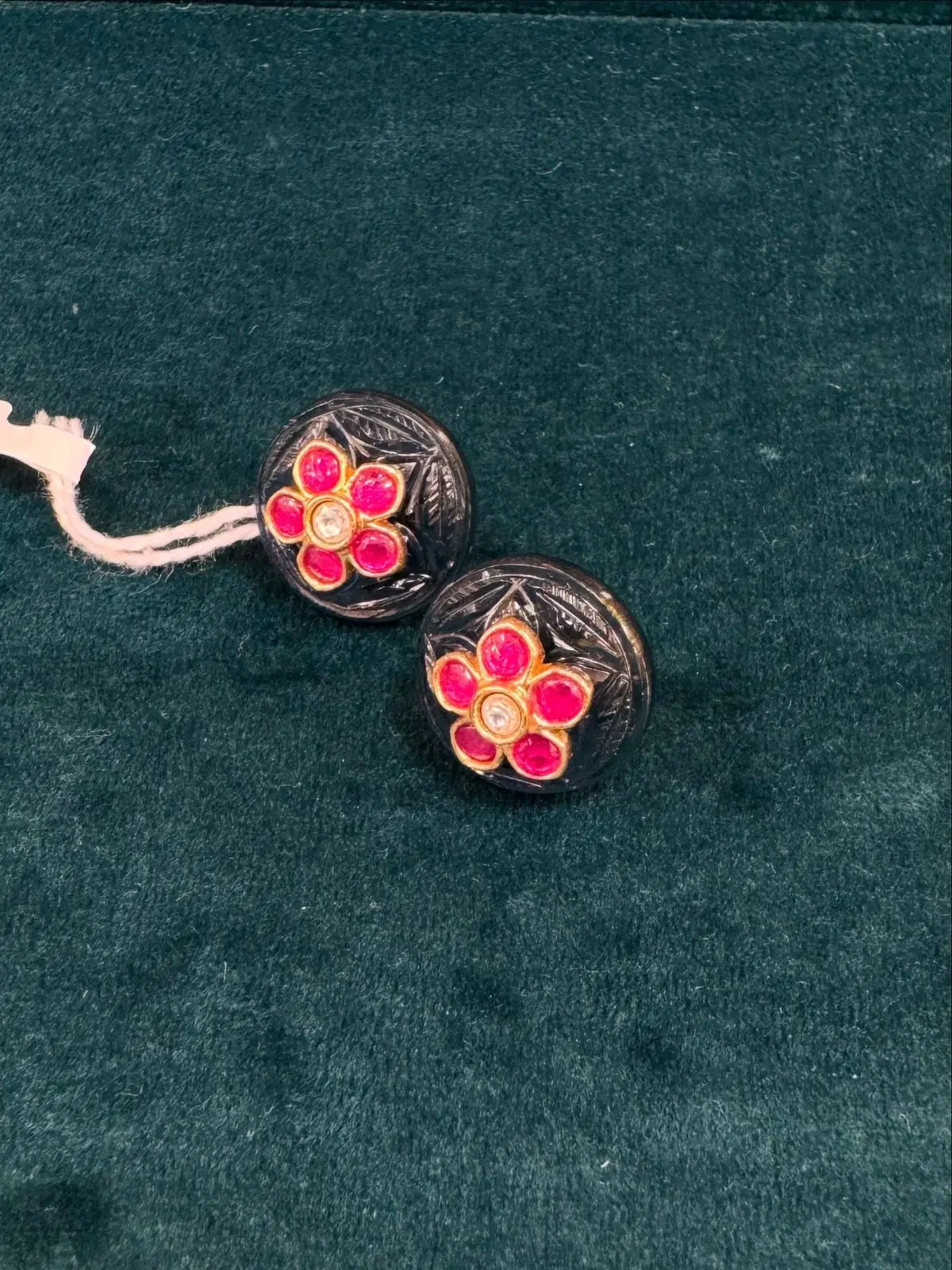 Royal Blue Meenakari Stud Earrings with Ruby & Kundan Stones Reyshaa