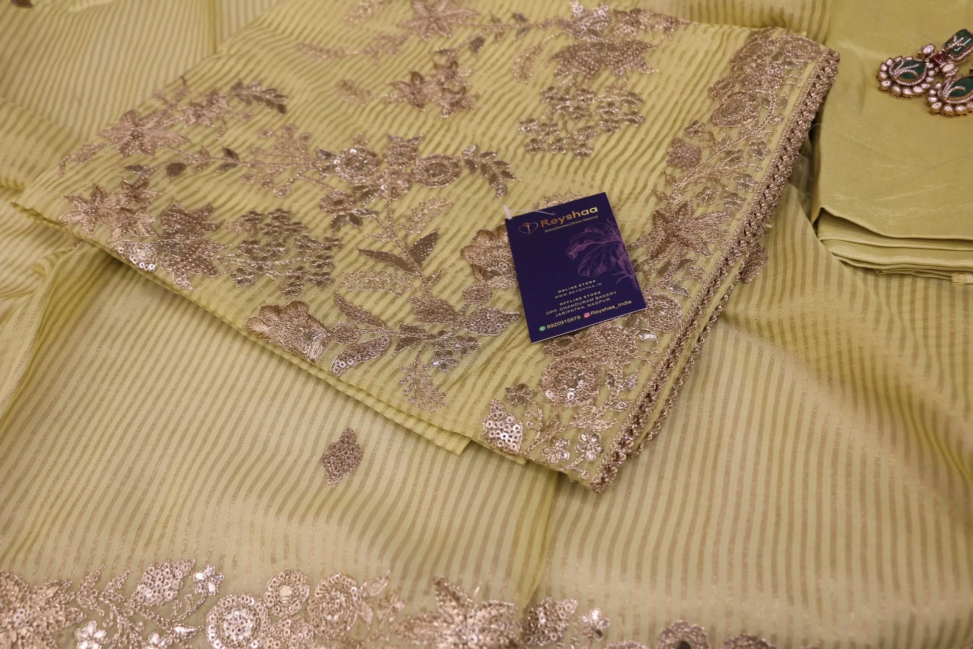 Title: Organza Fabric with Intricate Embroidery Reyshaa