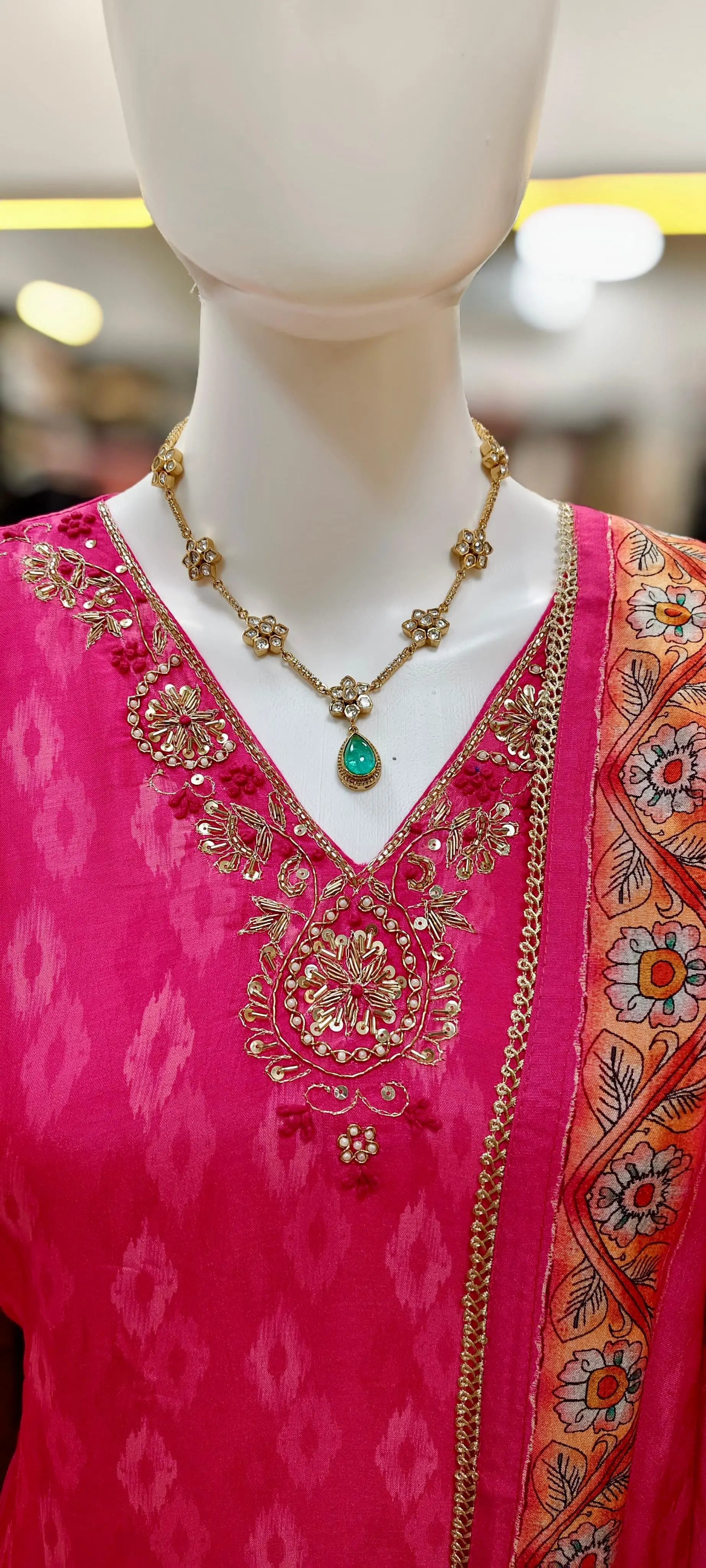 Elegant Russian Silk Kalamkari Print Readymade Suit Set Reyshaa