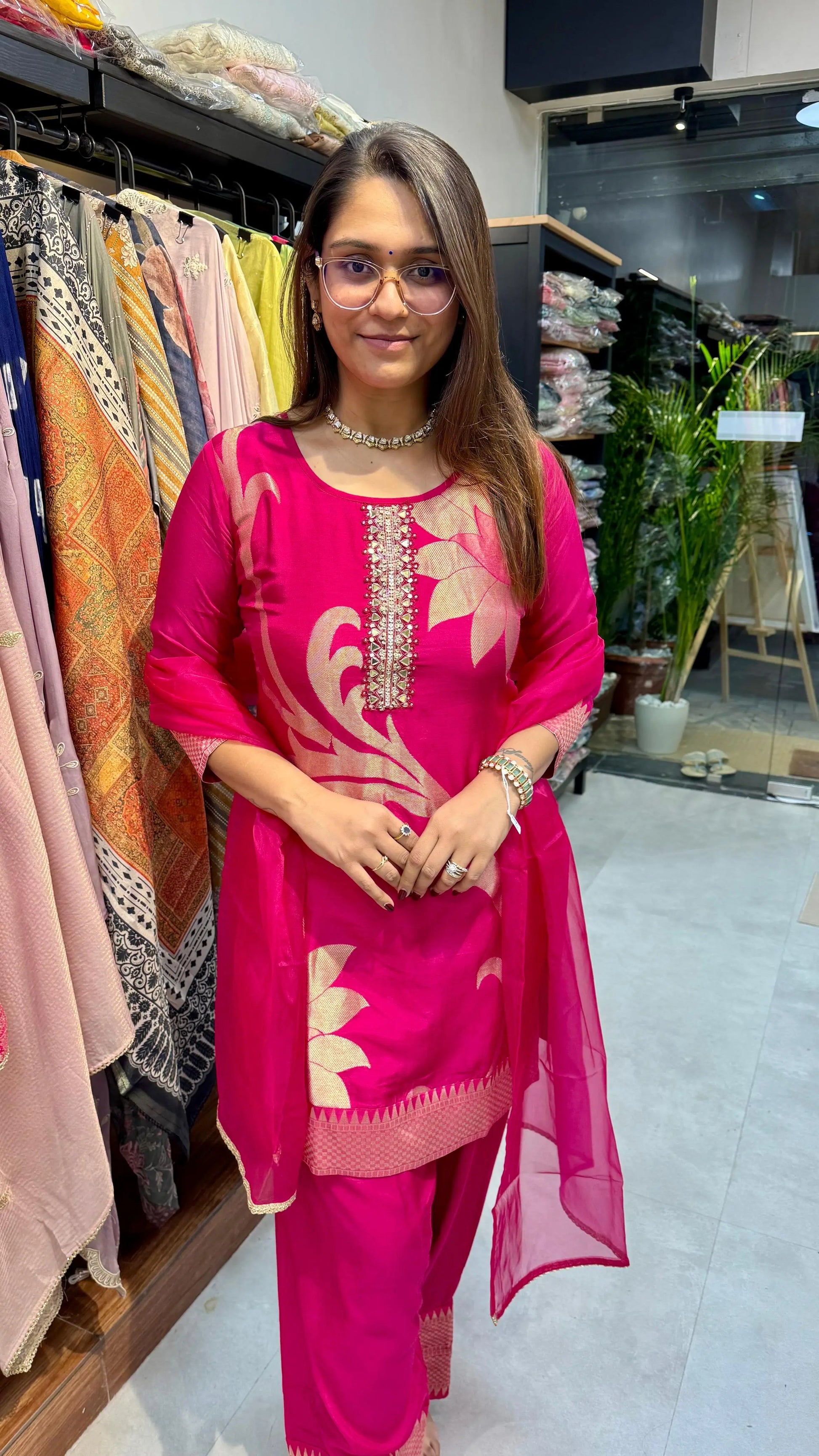Elegant Zari Weaved Silk Farshi Salwar Set Reyshaa