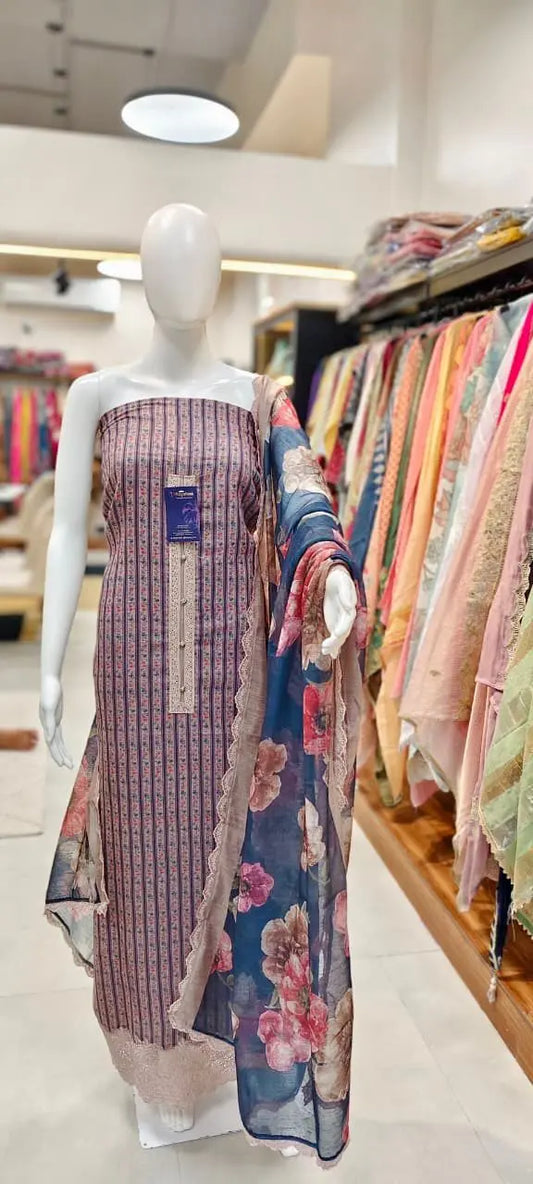 Linen Floral Print Pakistani Dress Material Reyshaa